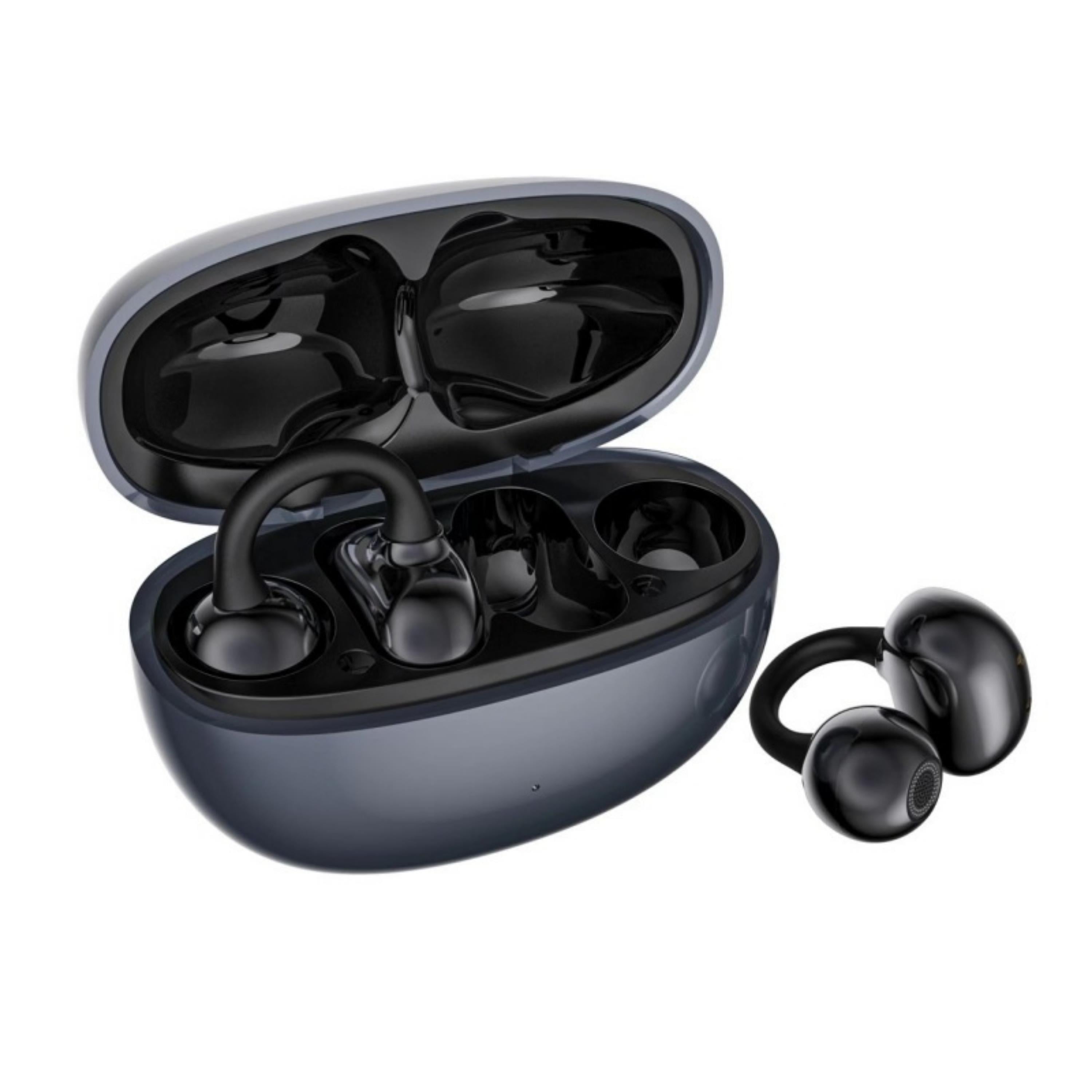 Siyah ACB76 Klipsli Kulaklık ENC + Siri OWS Açık Kulak Bluetooth Kulaklık Bluetooth 6.0 Type-C Şarjlı Kablosuz Kulaklık Gürültü Azaltma Özellikli