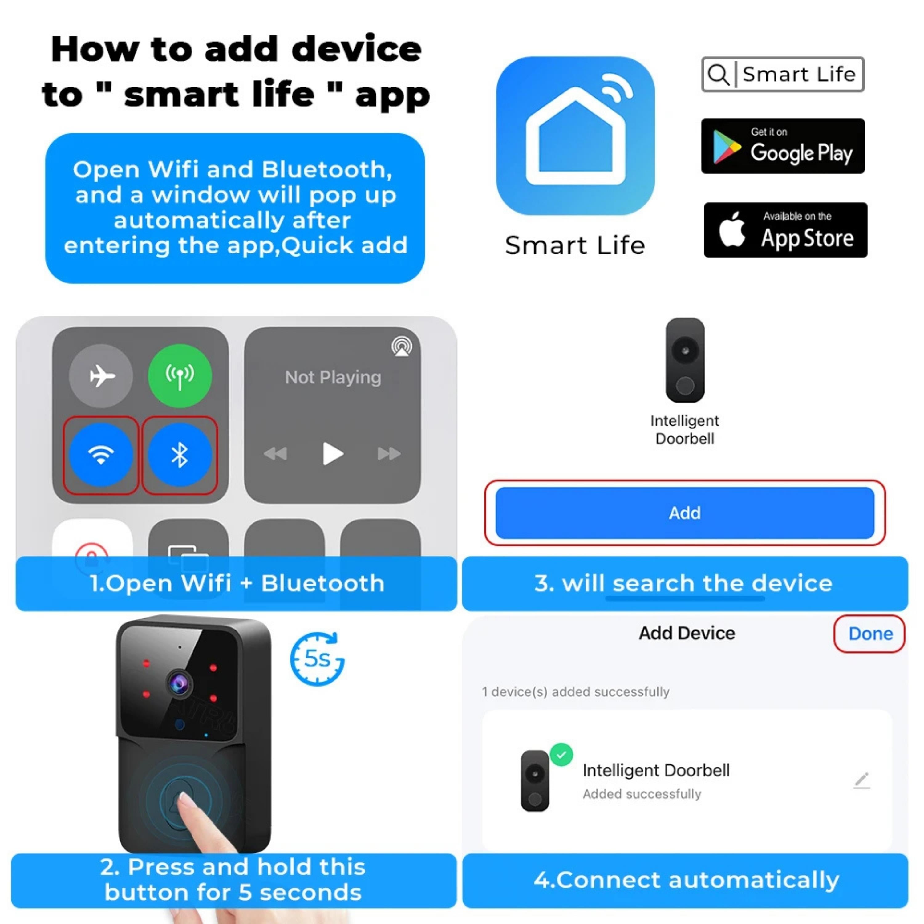Siyah Kameralı Akıllı Kapı Zili Kamera Sistemli Mini Doorbell Görüntülü Kapı Zili Hareket Sensörlü Gece Görüşlü Ev Ofis Güvenlik Şarjlı Kapı Zili