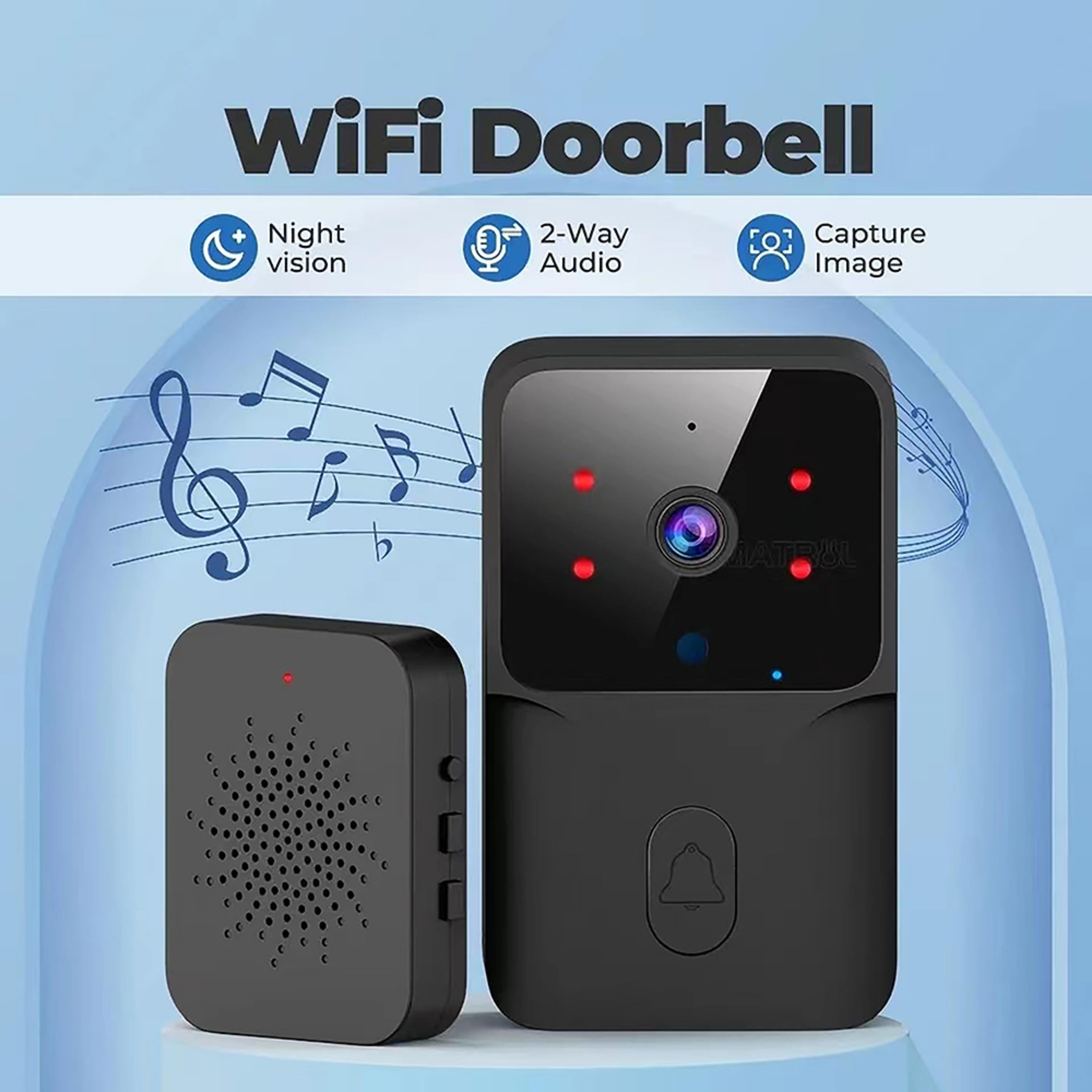 Siyah Kameralı Akıllı Kapı Zili Kamera Sistemli Mini Doorbell Görüntülü Kapı Zili Hareket Sensörlü Gece Görüşlü Ev Ofis Güvenlik Şarjlı Kapı Zili