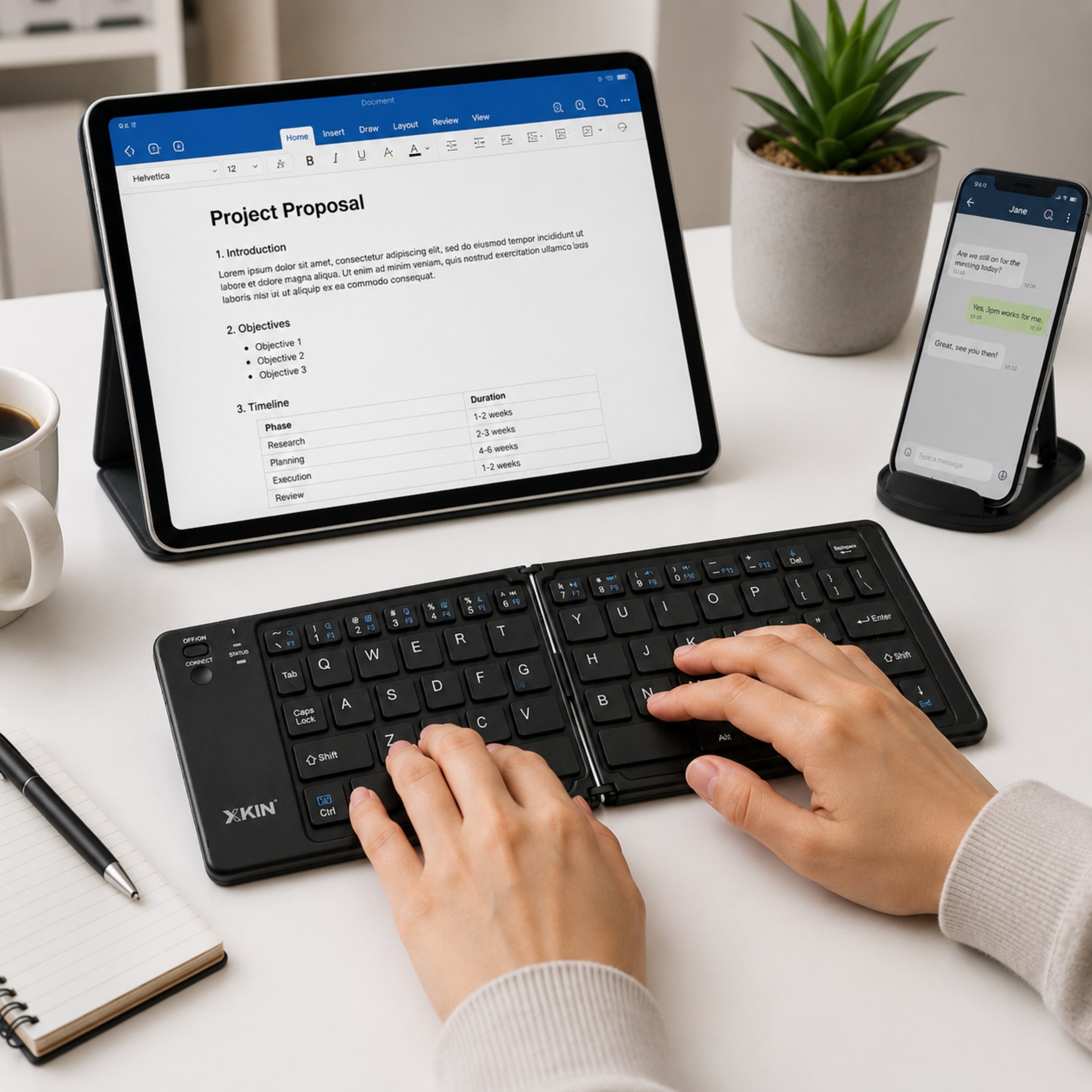 Siyah Katlanabilir Kablosuz Bluetooth Klavye Çoklu Cihaz Destekli Şarj Edilebilir Mini Taşınabilir Klavye Telefon Tablet Bilgisayar Uyumlu Telefon Standlı