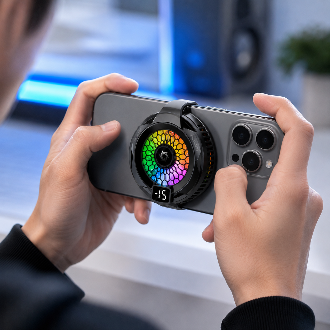 SL-25 Manyetik Telefon Soğutucu Güçlü Fanlı Hızlı Soğutma RGB Aydınlatmalı Dijital Sıcaklık Göstergeli