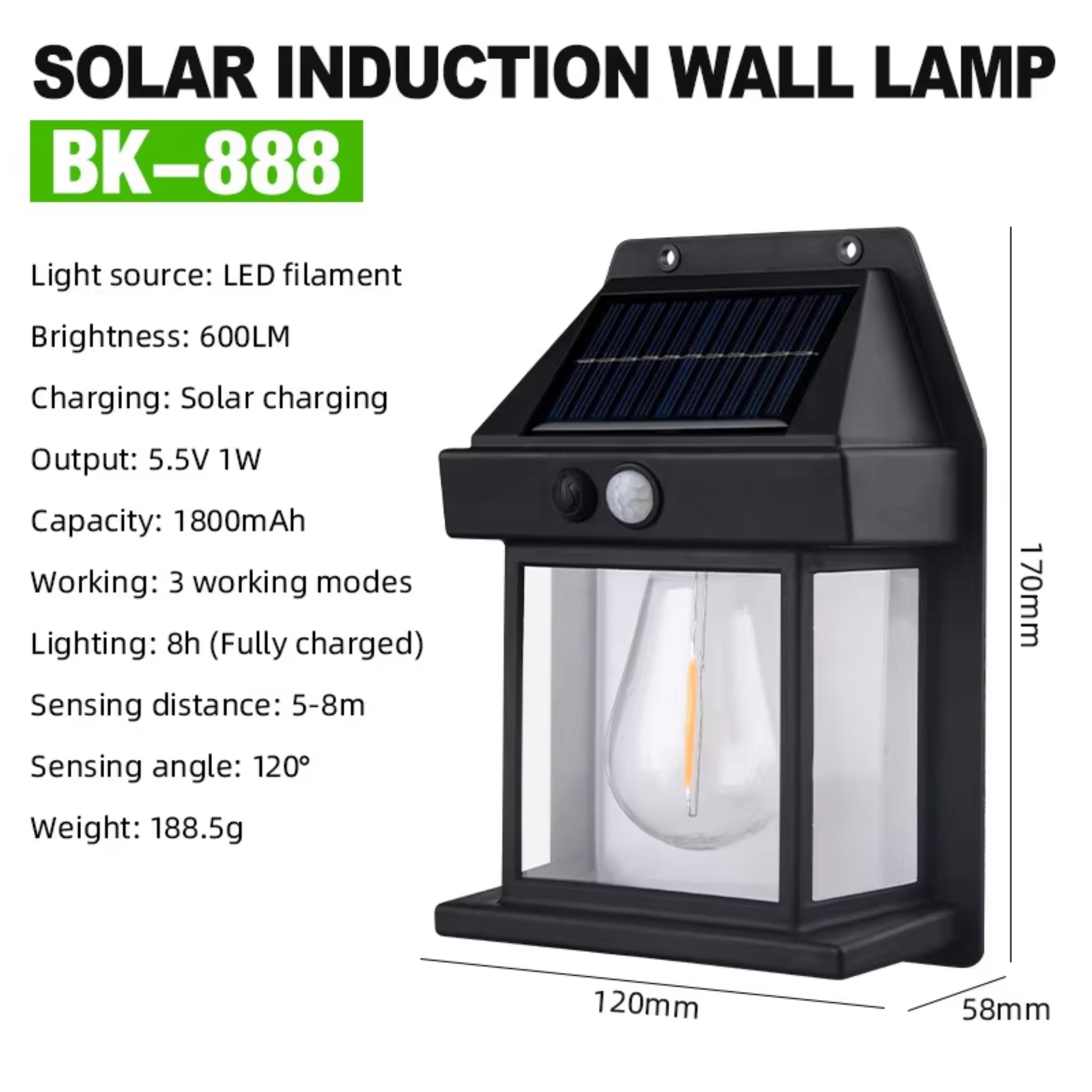 Solar Enerji ile Çalışan Hareket Sensörlü Dış Mekan Duvar Lambası 888  Güneş Paneli Şarjlı Su Geçirmez Işık Bahçe Aydınlatması Otomatik Sensörlü Solar Wall Lamp