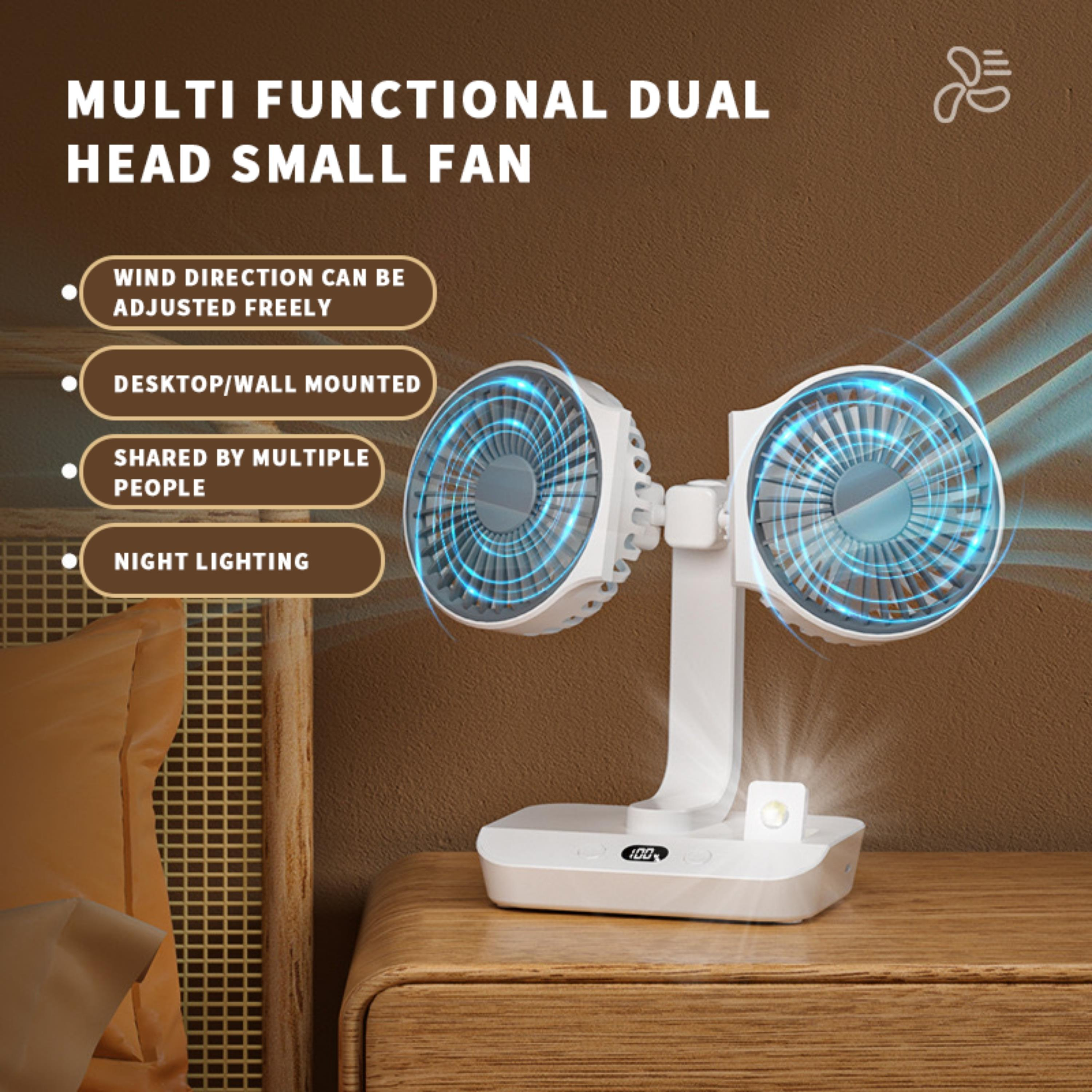 SP01 2 Fanlı Masa Fanı Masa ve Monteli Fan Çift Başlıklı Sessiz Çalışan Ayarlanabilir Oynar Başlıklı Mini Vantilatör