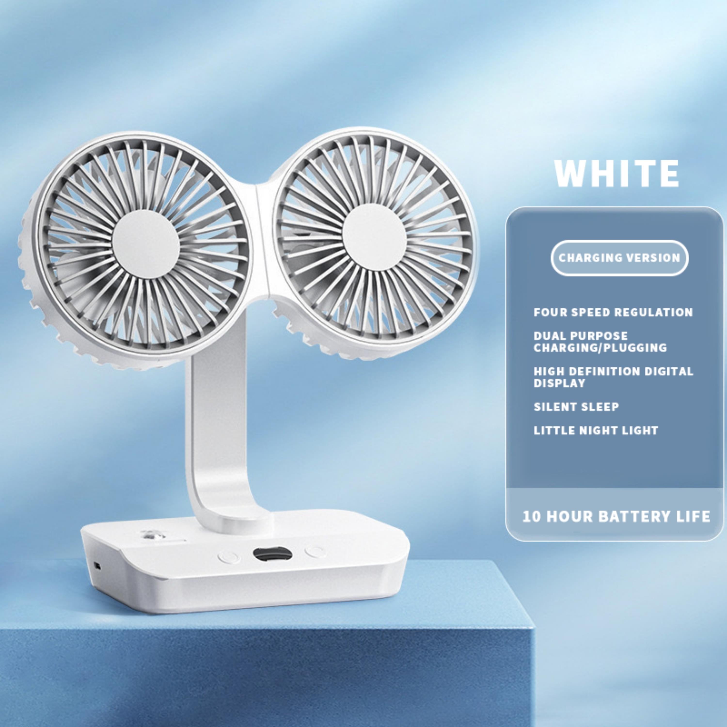 SP01 2 Fanlı Masa Fanı Masa ve Monteli Fan Çift Başlıklı Sessiz Çalışan Ayarlanabilir Oynar Başlıklı Mini Vantilatör
