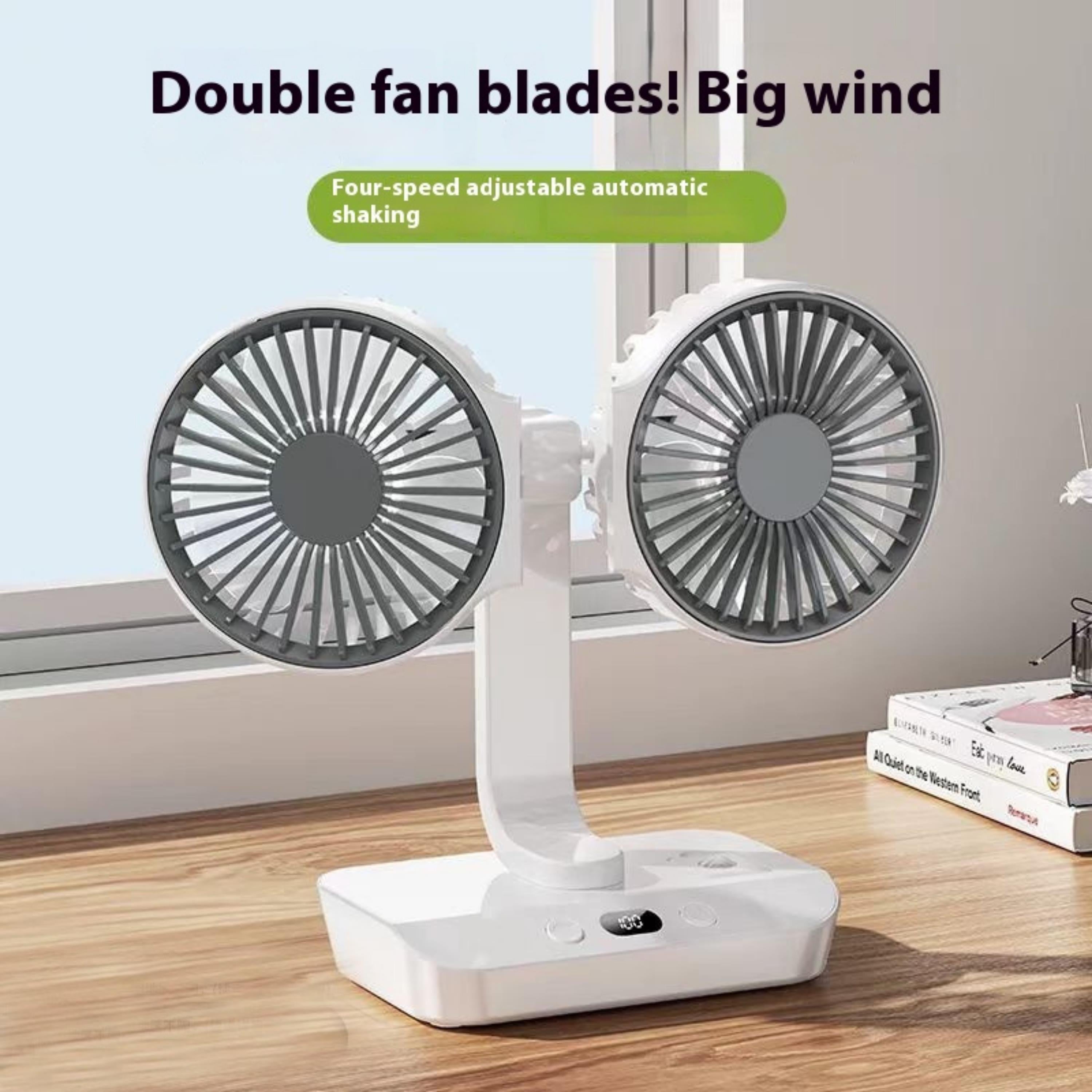 SP01 2 Fanlı Masa Fanı Masa ve Monteli Fan Çift Başlıklı Sessiz Çalışan Ayarlanabilir Oynar Başlıklı Mini Vantilatör
