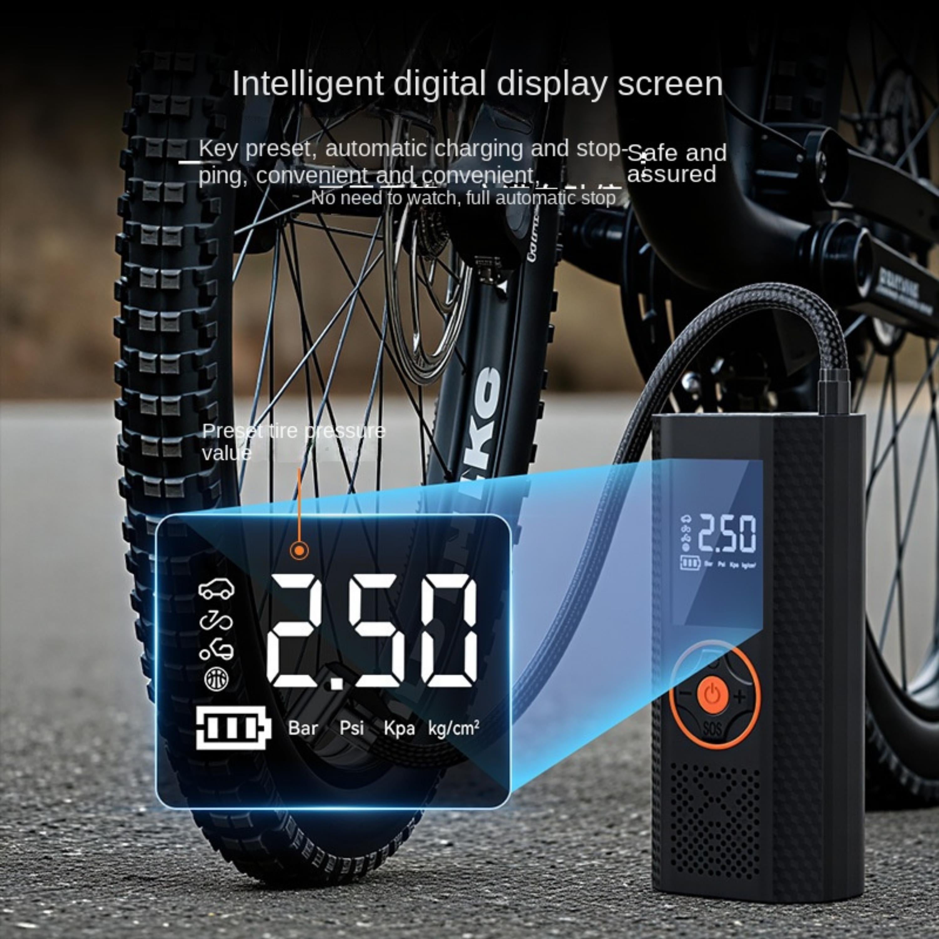 ST-5537 12000 mah Akü Takviye Cihazı Şarjlı Taşınabilir Hava Kompresörü Dijital Ekranlı Araç Lastik Bisiklet Top Şişirme Güçlü Motorlu Araç Pompası