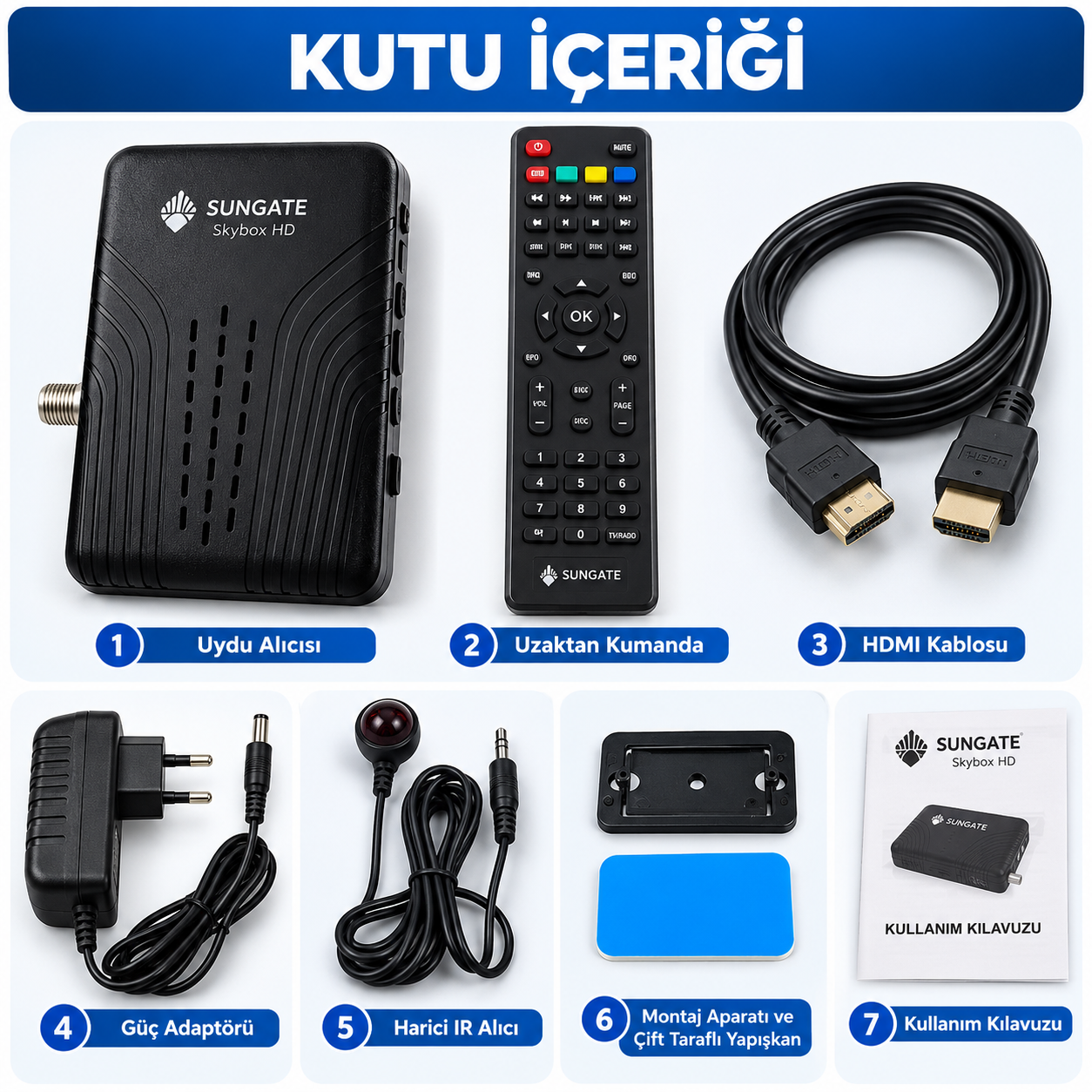 Sungate WiFi Destekli Full HD Mini Dijital Uydu Alıcısı HDMI USB Girişli Uzaktan Kumandalı Uydu Cihazı