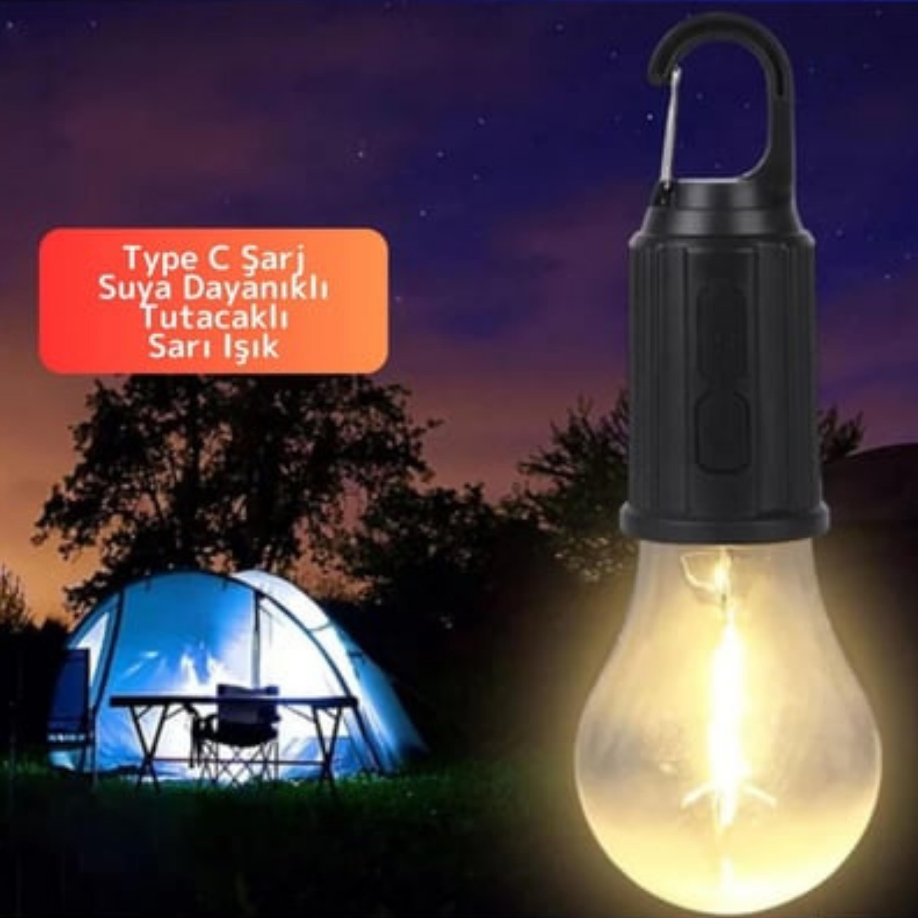 T01 Kamp Lambası 10W Askılı Kırılmaz Led Işık Usb Şarjlı Suya Dayanıklı Led Ampul