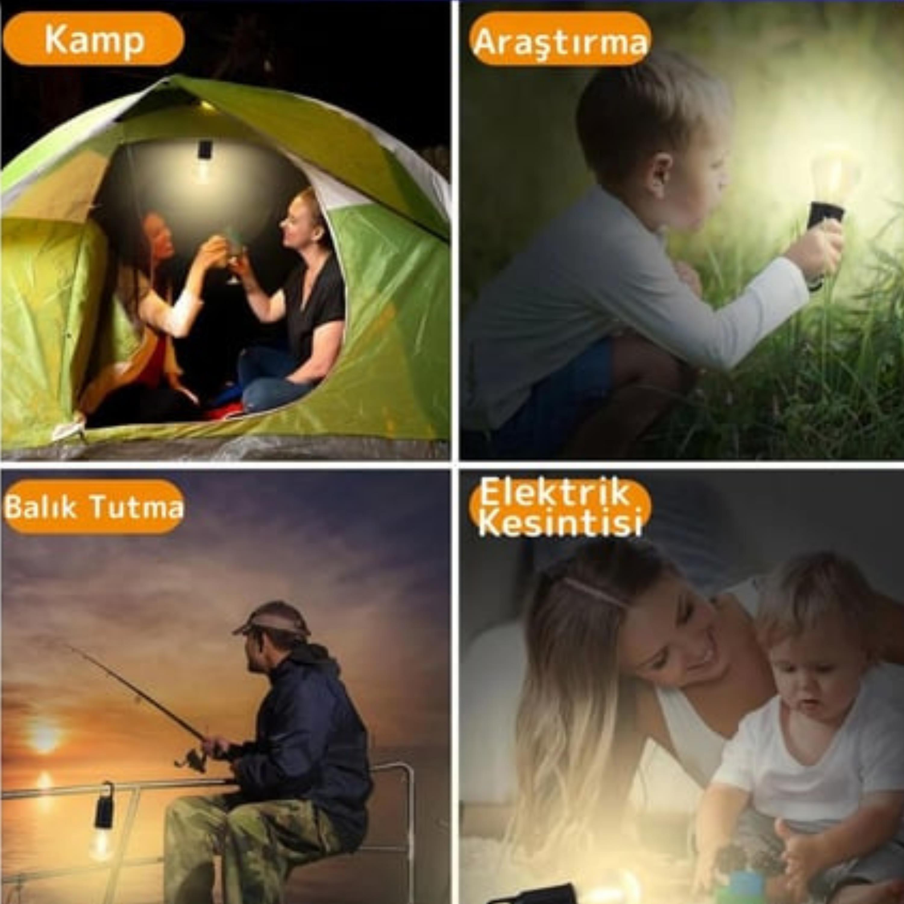 T01 Kamp Lambası 10W Askılı Kırılmaz Led Işık Usb Şarjlı Suya Dayanıklı Led Ampul
