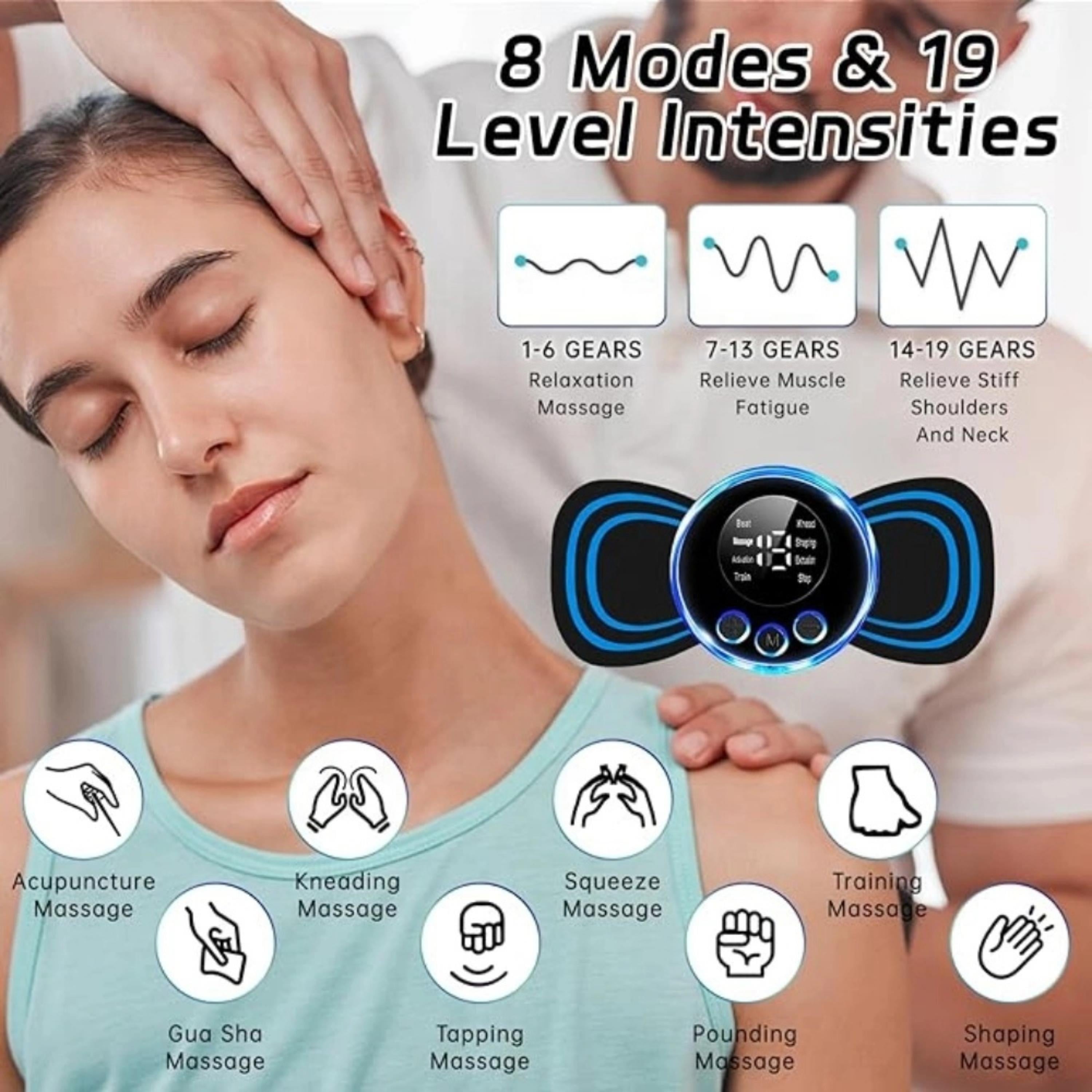 Tekli Sixpad Masaj Cihazı Tens Ems Elektronik Kas Uyarıcı Dijital Ekranlı Şarjlı Boyun Omuz Bel Kol Bacak Kas Gevşetici Akıllı Zaman Ayarlı 8 Modlu Masaj Pedi