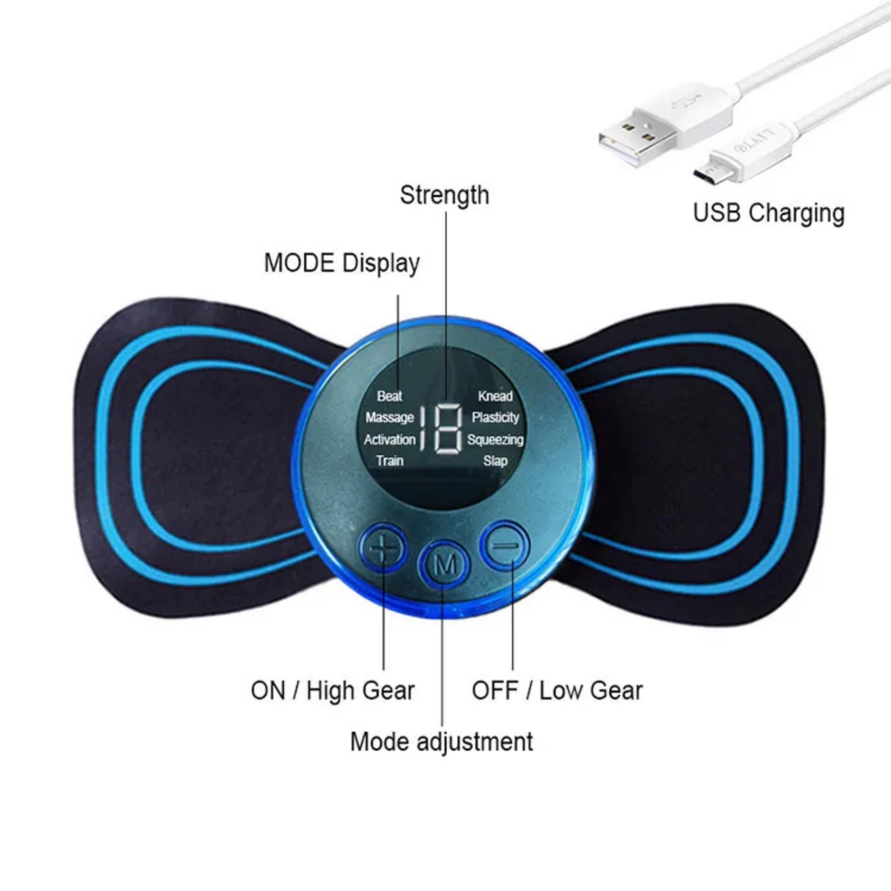 Tekli Sixpad Masaj Cihazı Tens Ems Elektronik Kas Uyarıcı Dijital Ekranlı Şarjlı Boyun Omuz Bel Kol Bacak Kas Gevşetici Akıllı Zaman Ayarlı 8 Modlu Masaj Pedi