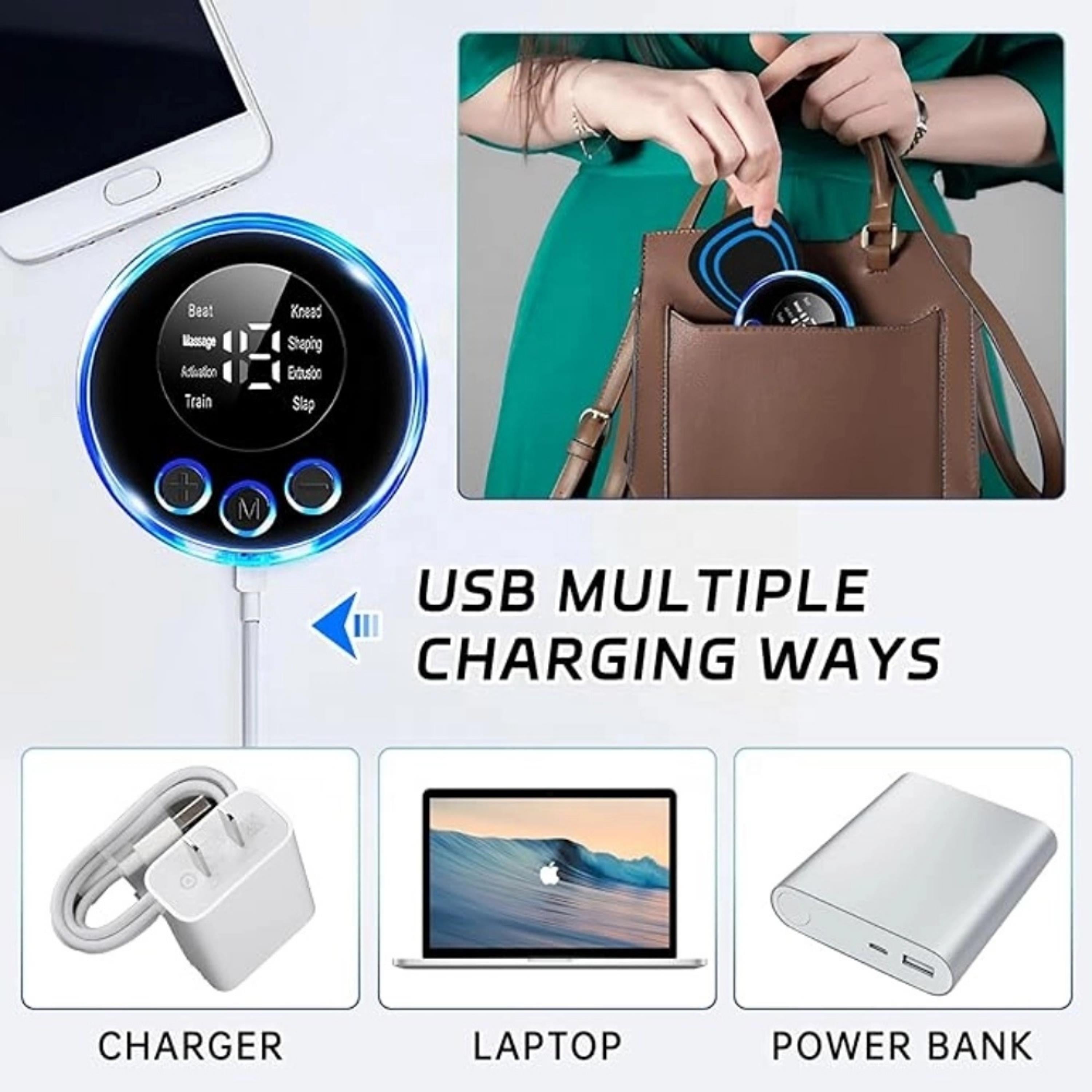 Tekli Sixpad Masaj Cihazı Tens Ems Elektronik Kas Uyarıcı Dijital Ekranlı Şarjlı Boyun Omuz Bel Kol Bacak Kas Gevşetici Akıllı Zaman Ayarlı 8 Modlu Masaj Pedi