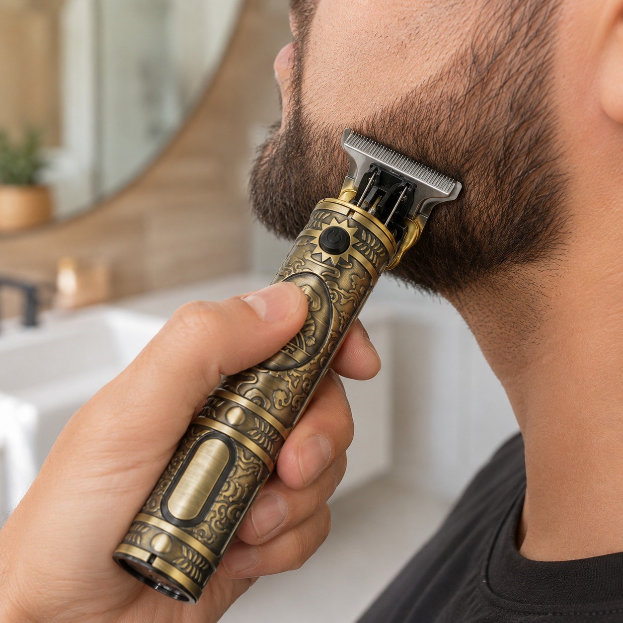 V085 Çizik Tıraş Şarj Edilebilir Profesyonel Tıraş Makinesi T Tipi Metal Bıçaklı Ense Favori ve Detay Saç Sakal Kesme Makinesi