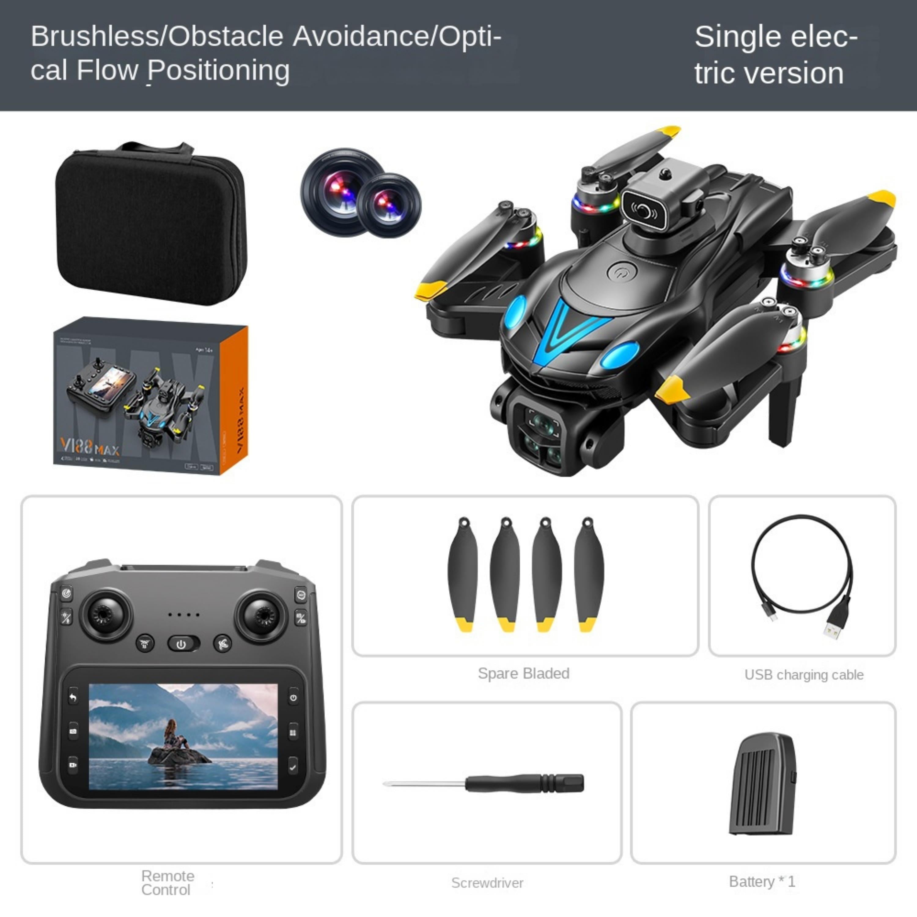 V188 Max HS325 Drone Katlanabilir Kameralı Wifi Bağlantılı Uzaktan Kumandalı Hd Çift Kameralı Mini Drone Ekran Kumandalı 
