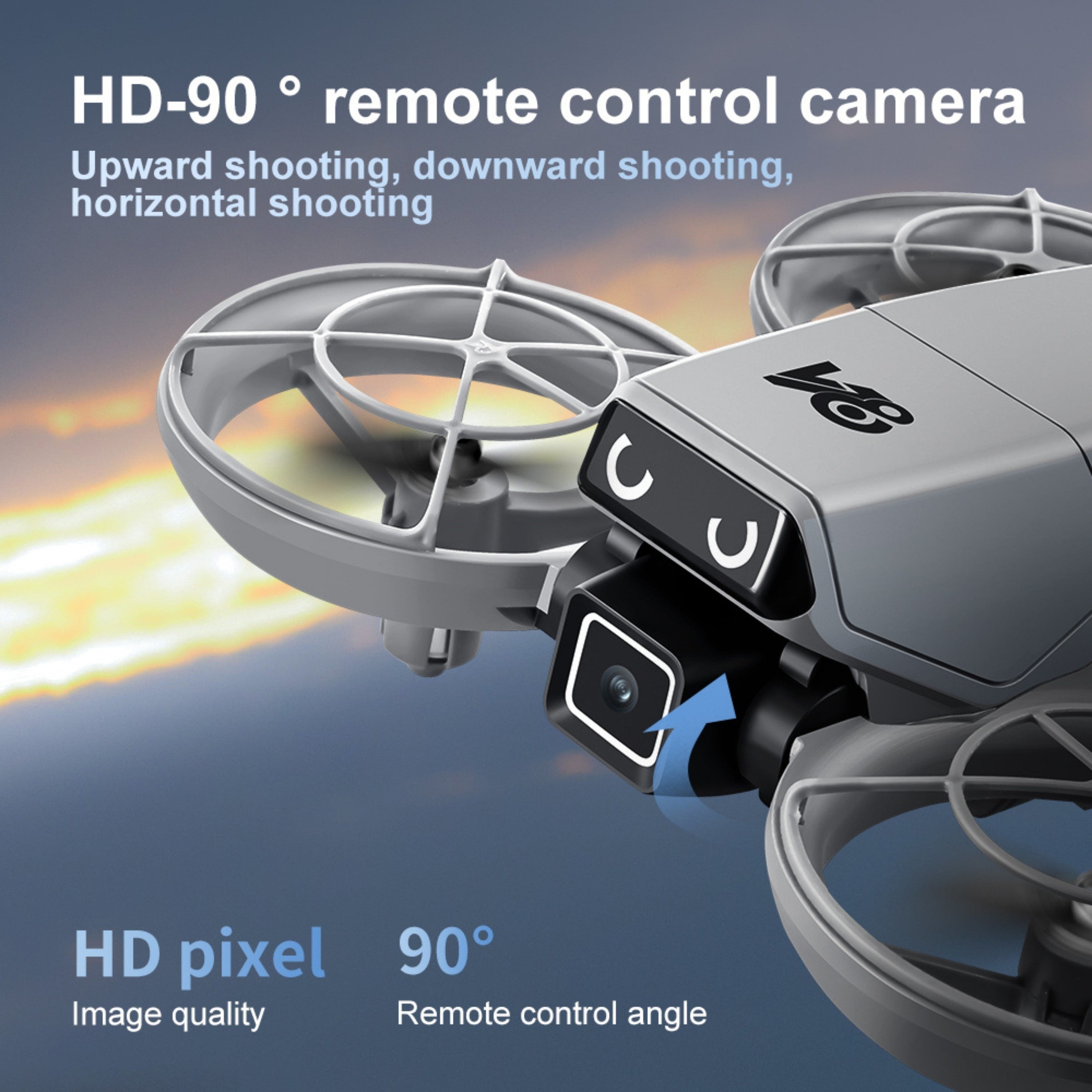 V8 Mini Drone Kameralı Uzaktan Kumandalı Drone Fotoğraf ve Video Çekimi Headless Mod El Hareketi Kontrolü Mobil Uygulama Destekli LED Işıklı Drone