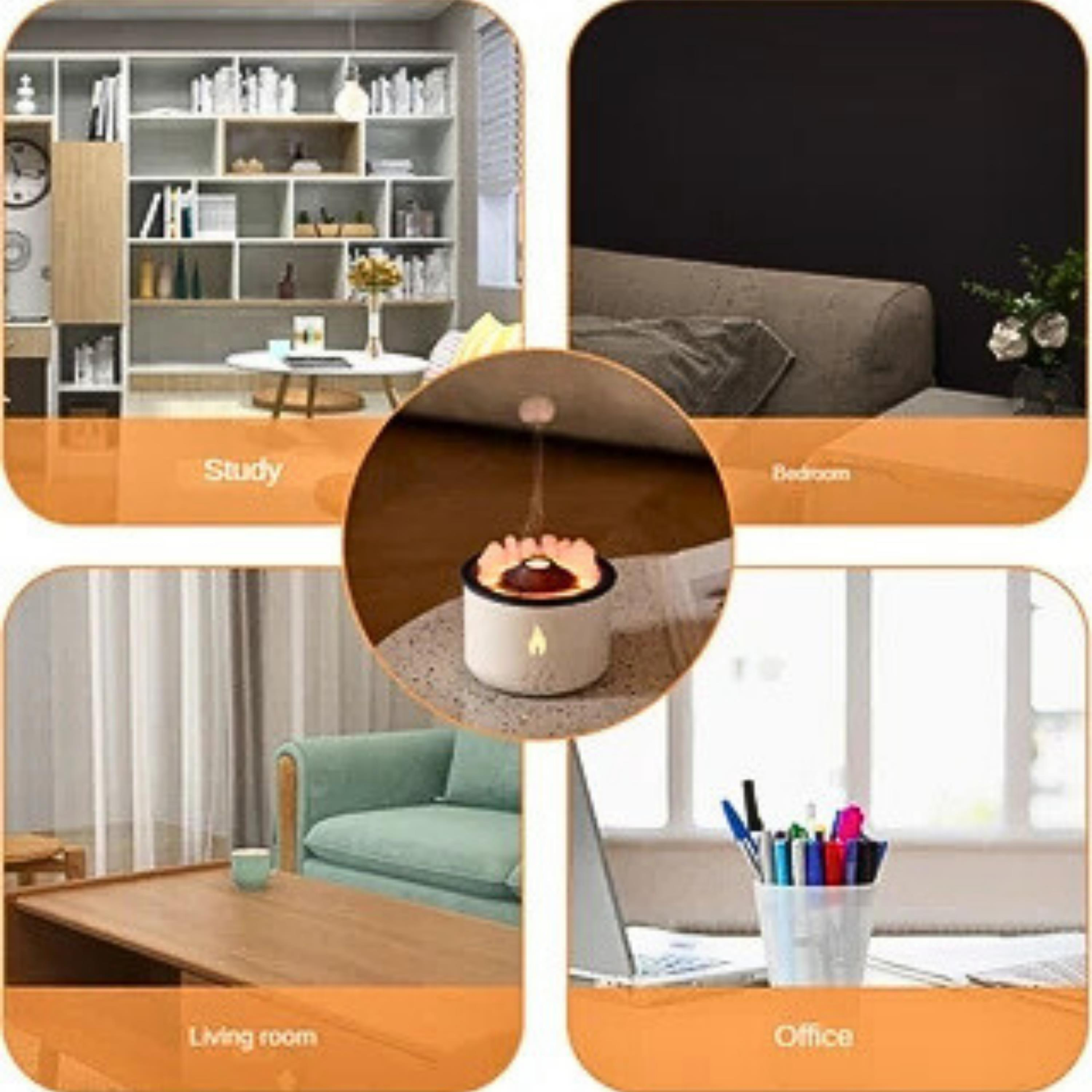 Volkanik Alev Yanardağ Hava Nemlendirici 300 ml Işıklı Aroma Difüzörü