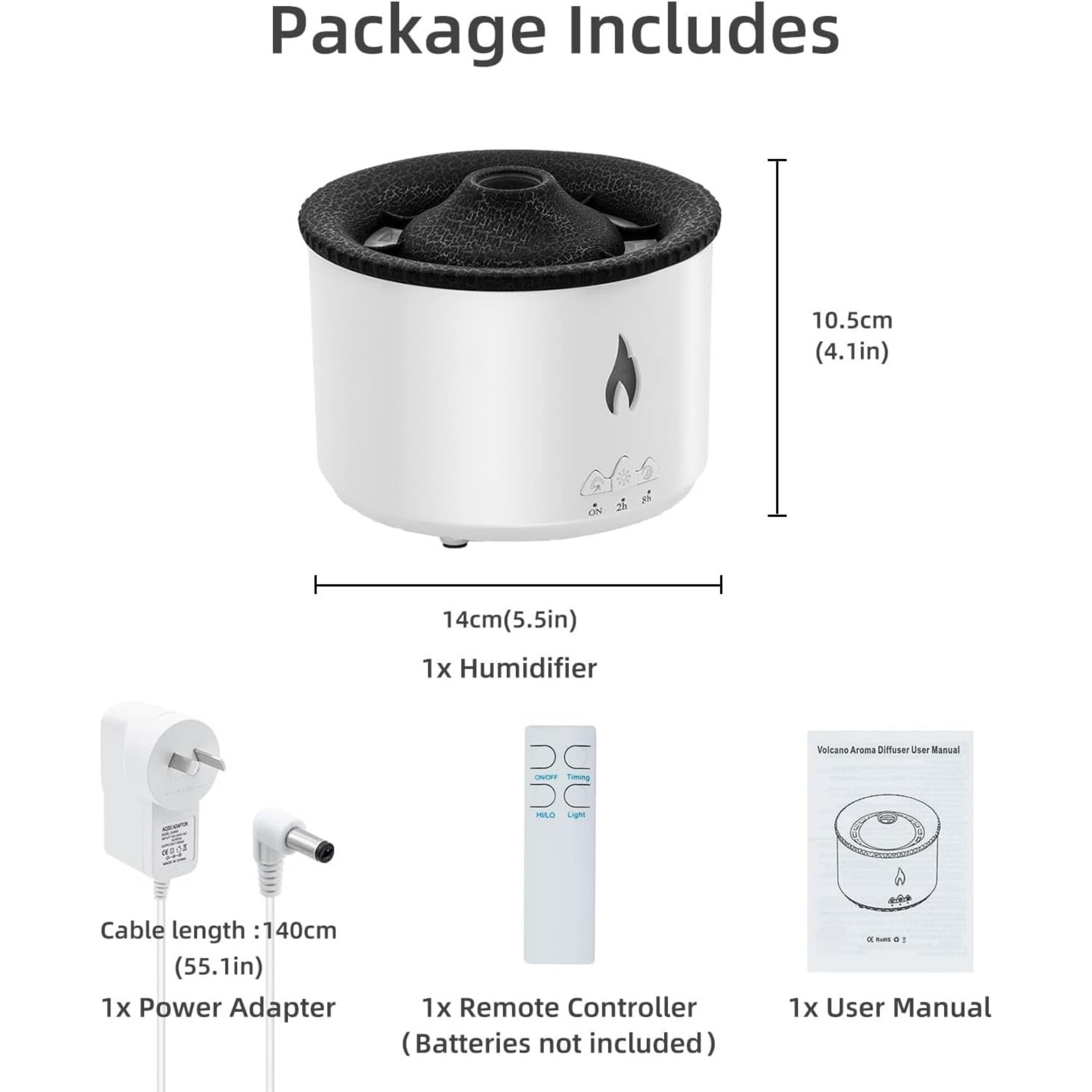 Volkanik Alev Yanardağ Hava Nemlendirici 300 ml Işıklı Aroma Difüzörü