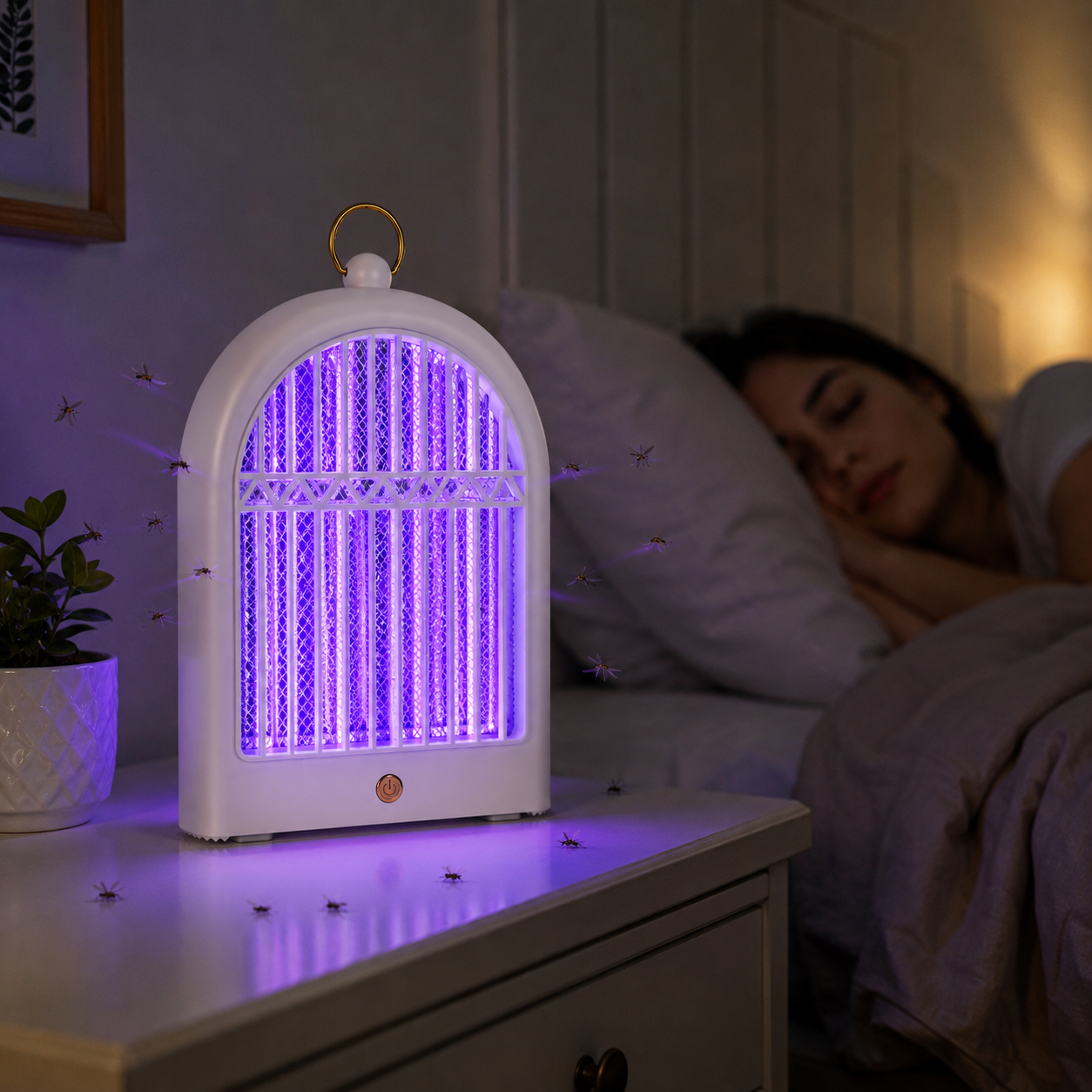W11 Şarjlı UV Işıklı Elektrikli Sinek ve Sivrisinek Öldürücü Lamba Type C Şarjlı Asılabilir Böcek Kovucu 