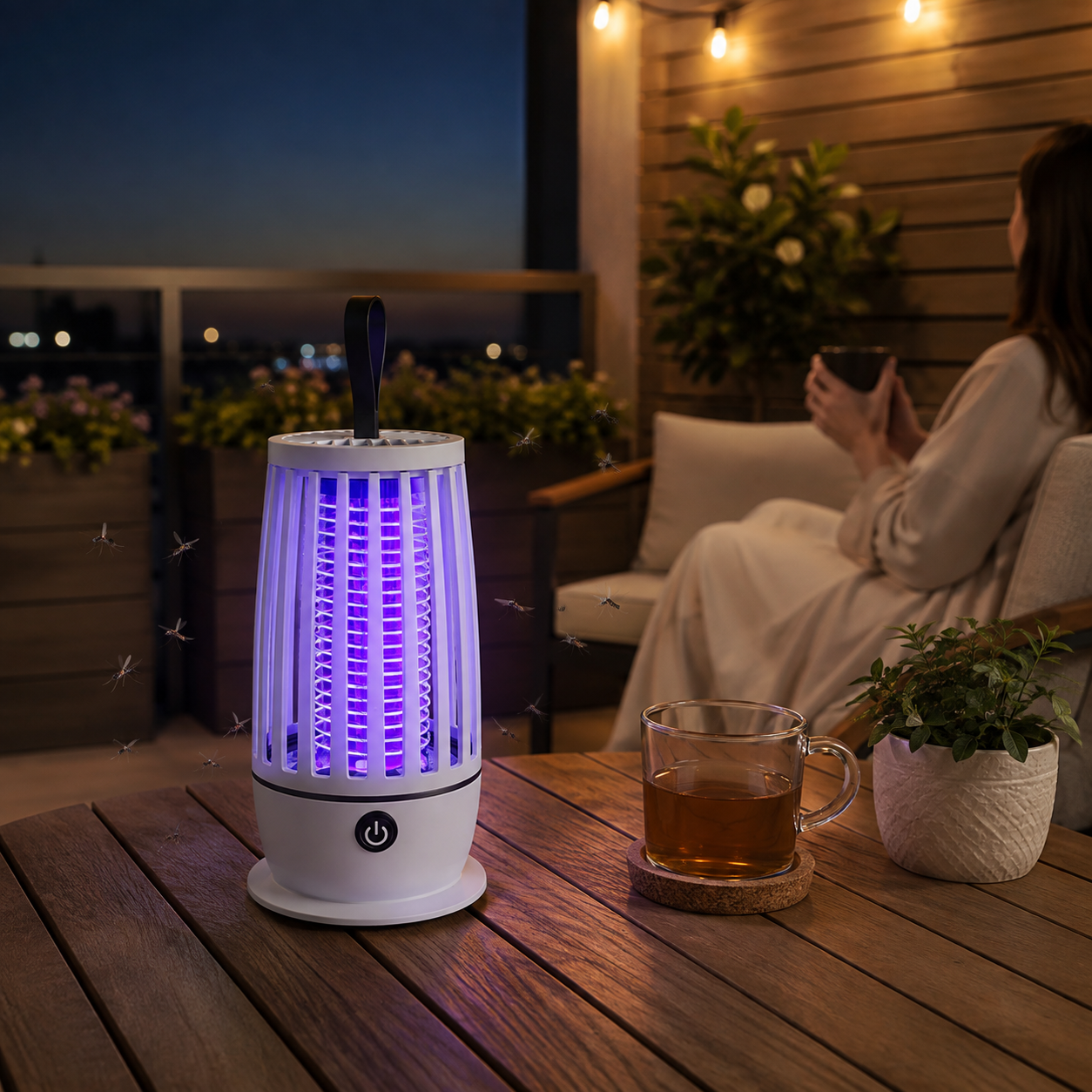 W2 Şarjlı Elektrikli Sivrisinek Öldürücü Lamba UV Işıklı 2000 mAh Sessiz Sinek Kapanı Gece Lambalı 