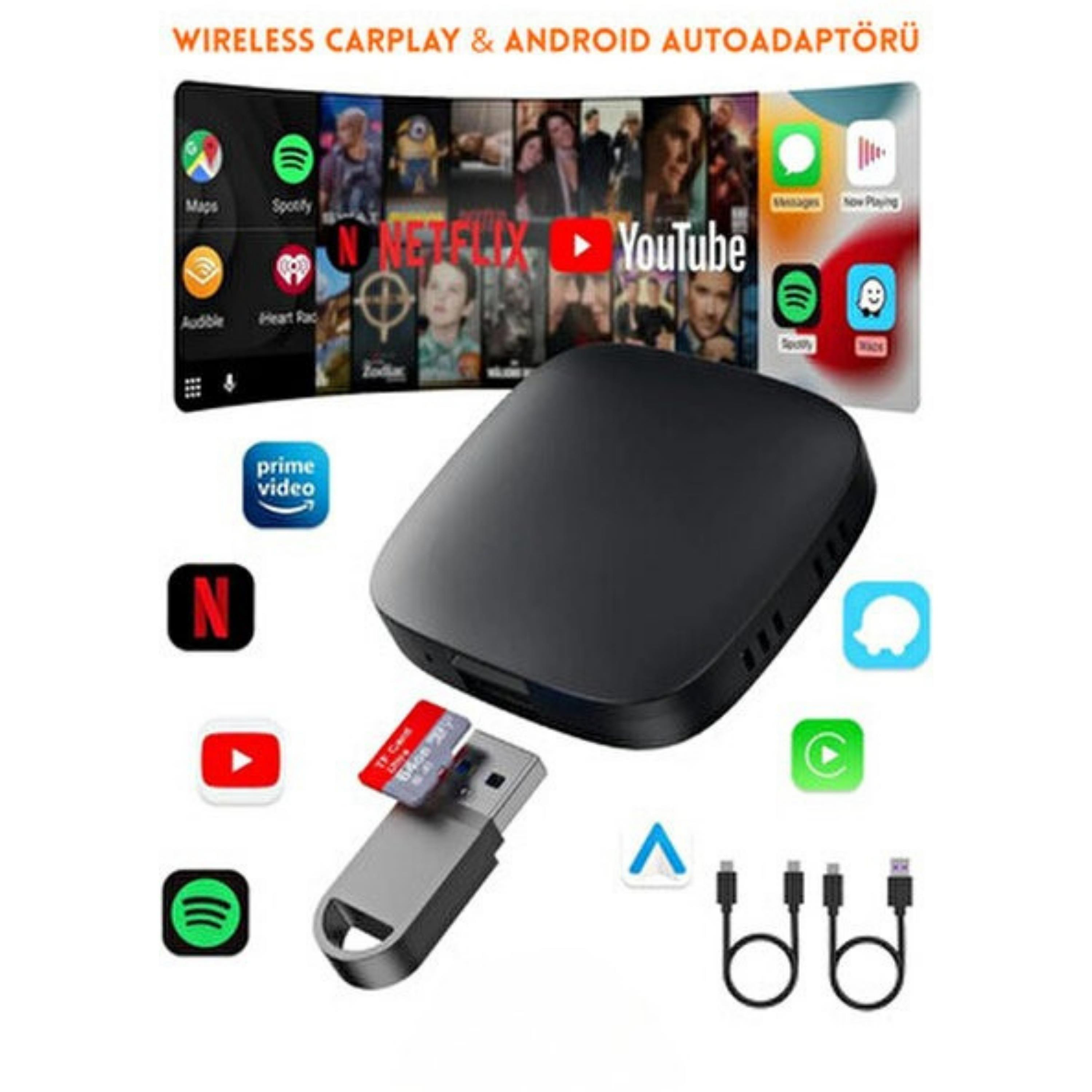 Wireless CarPlay Android Auto 4 Çekirdekli Full Hd 1080P Video Oynatmalı Araç İçi Kablosuz Android Box