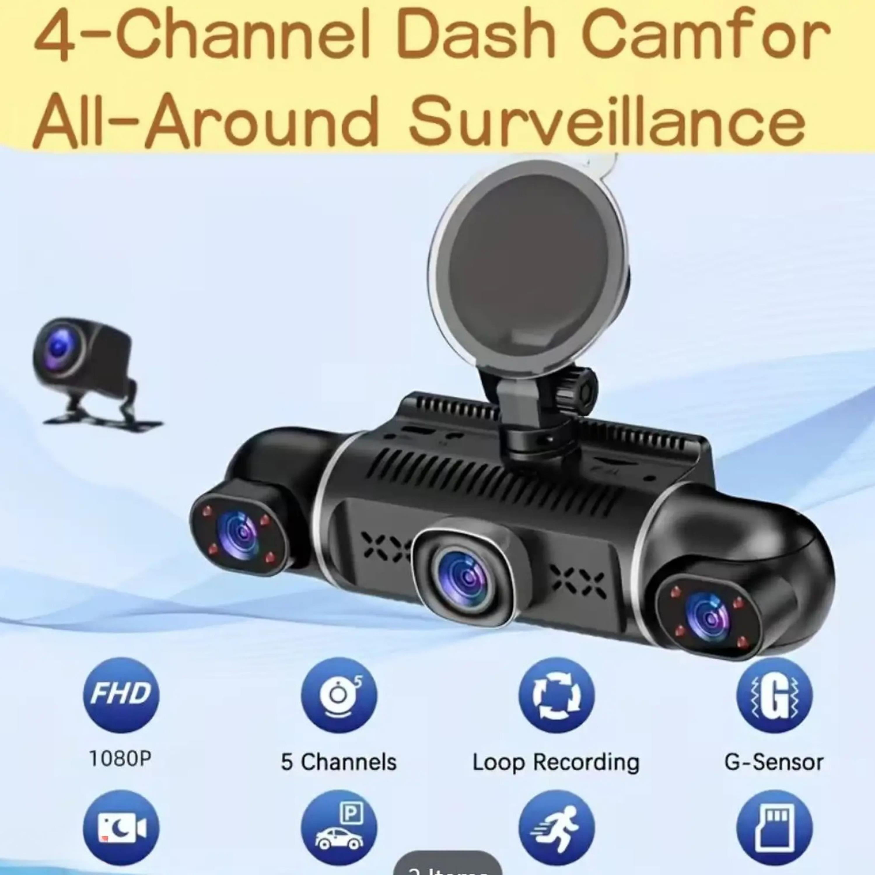 Y10 4 Kameralı Araç İçi Kamera Wifi Destekli Full HD Gece Görüşlü Geniş Açılı Sürüş Kayıt Dash Cam Araç Kamerası