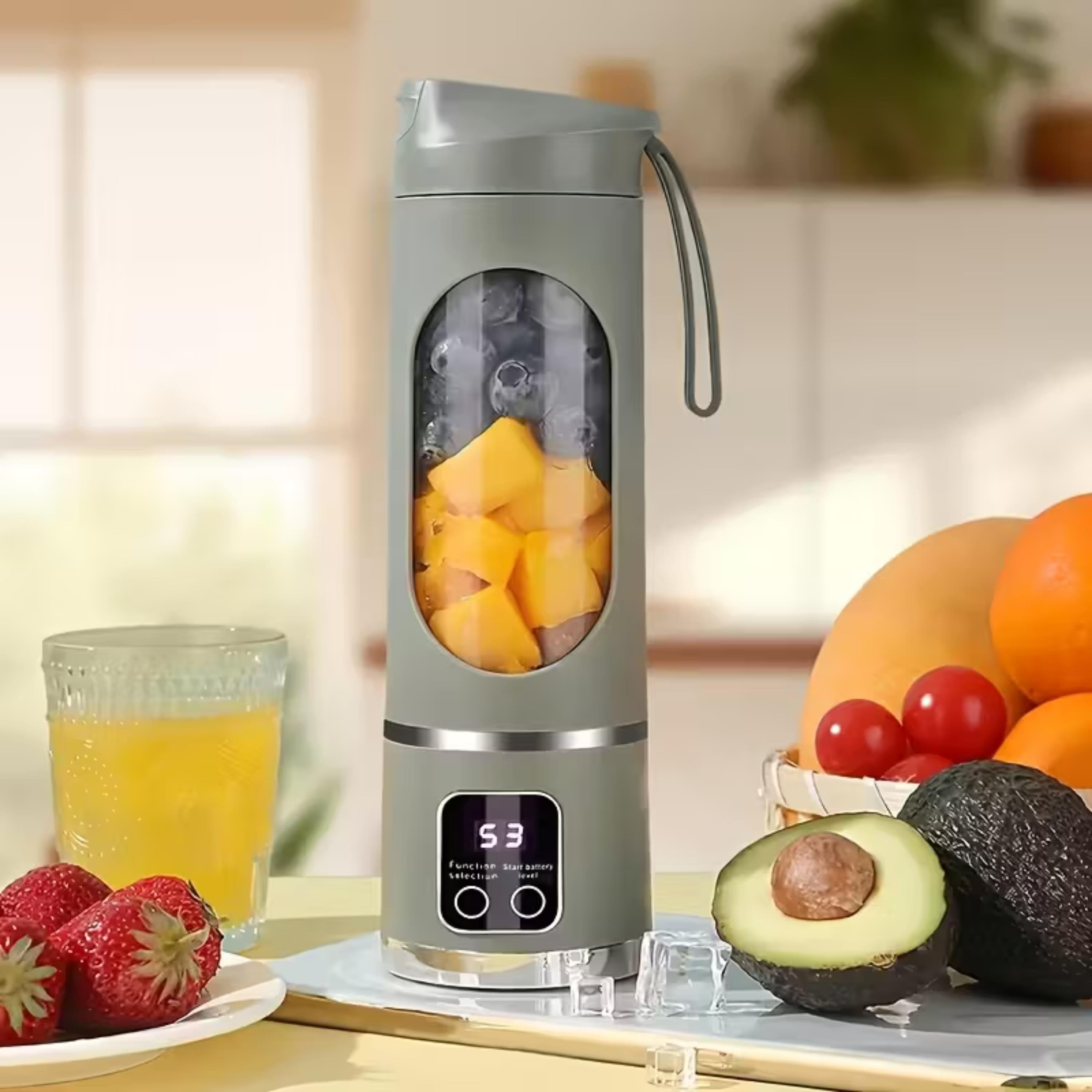 Yeşil HS-860 Usb Şarjlı Taşınabilir 450 ML Kapasiteli Smoothie Blenderı Dijital Ekranlı Paslanmaz Çelik Bıçaklı Meyve Sıkacağı Ve Shaker Makinesi