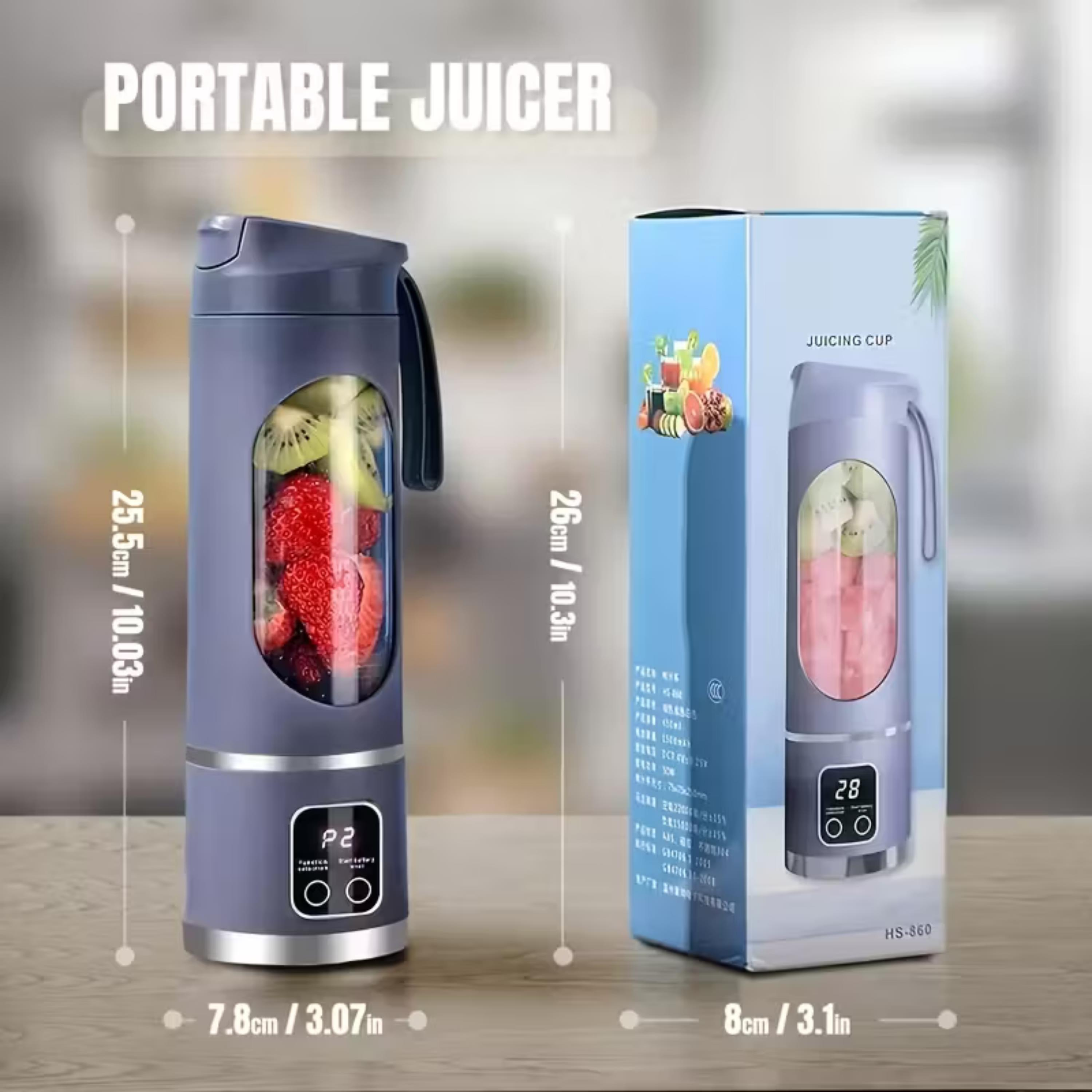 Yeşil HS-860 Usb Şarjlı Taşınabilir 450 ML Kapasiteli Smoothie Blenderı Dijital Ekranlı Paslanmaz Çelik Bıçaklı Meyve Sıkacağı Ve Shaker Makinesi