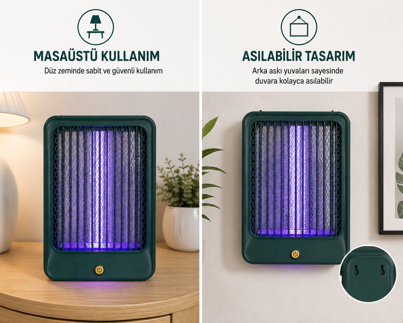 Yeşil USB Elektrikli Sinek Sivrisinek Öldürücü Lamba UV Işıklı Haşere Yakalama Cihazı Masaüstü Ve Duvara Asılabilir Elektrikli Sinek Kovucu Koruyucu Izgaralı 