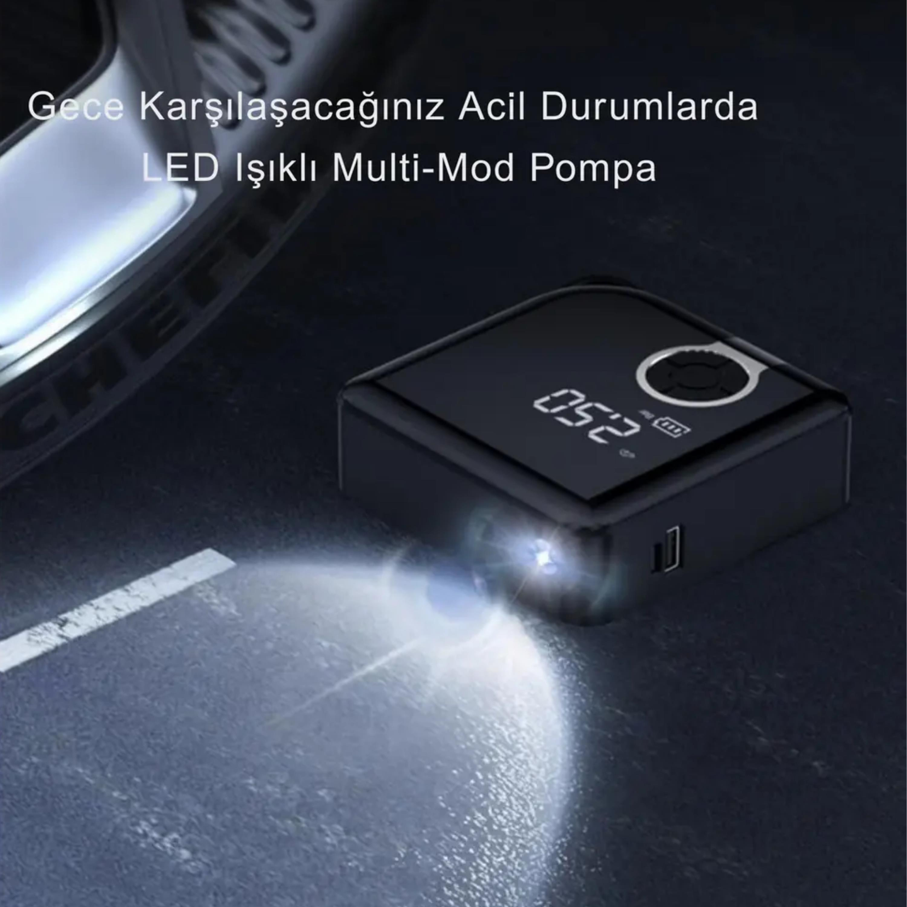 ZC-001 Taşınabilir Djital Ekranlı Araç Hava Kompresör Pompası