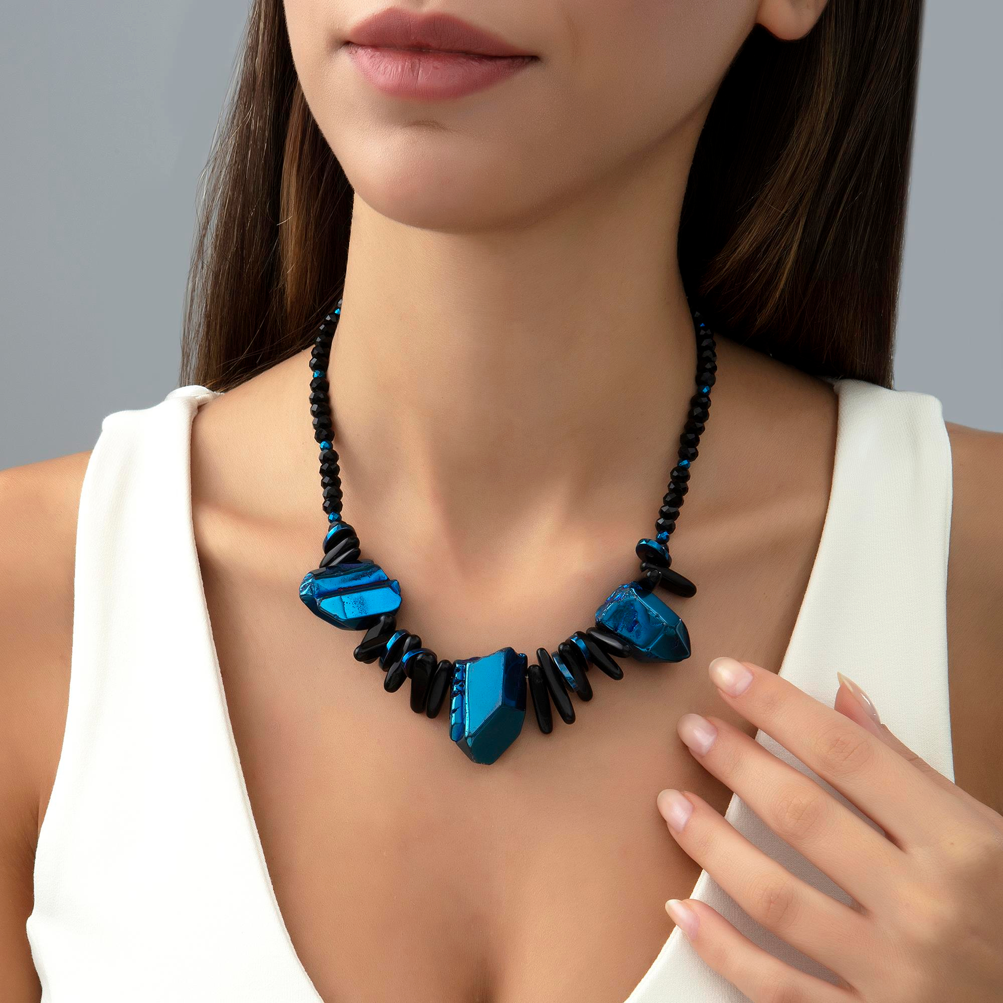 Deep Blue Threestone Kolye