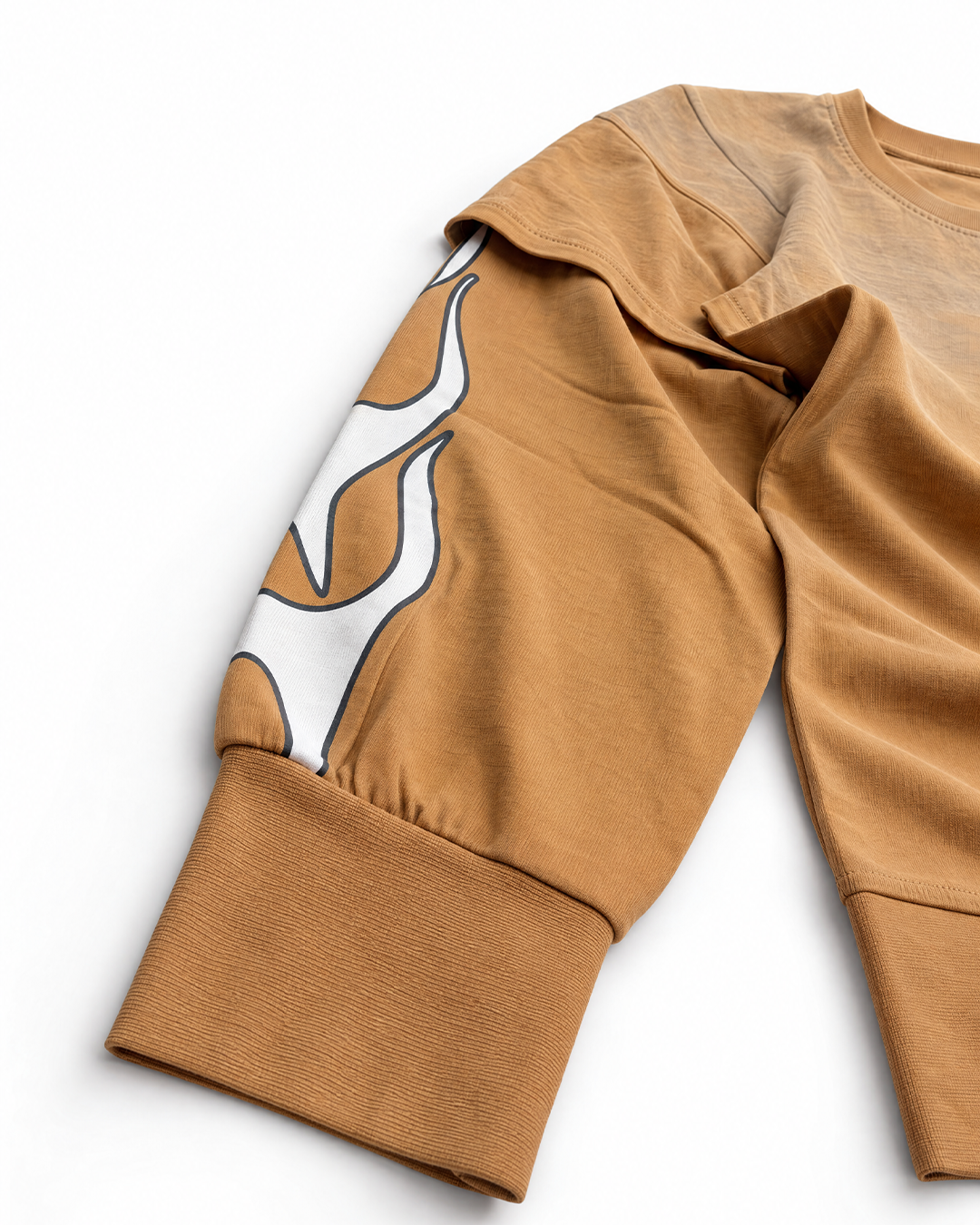 Layered Sweatshirt “RED IGNITE” - Caramel