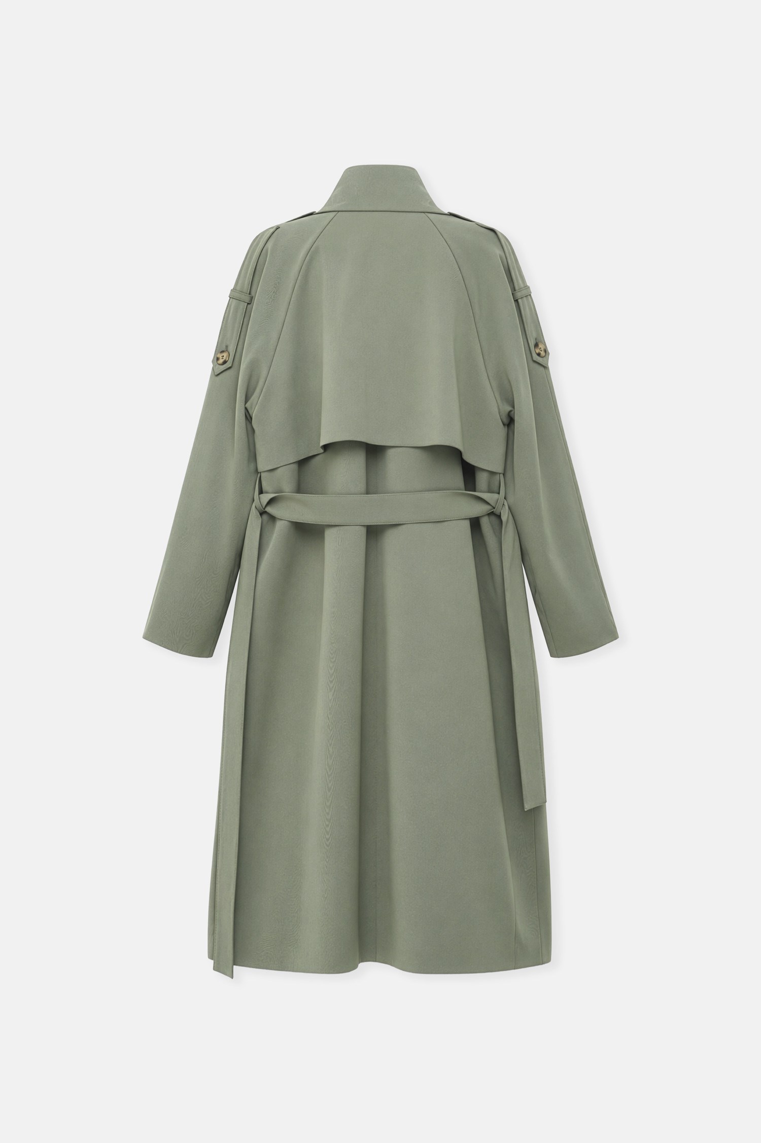Kadın Açık Haki Dik Yaka Oversize Trençkot-Thalure