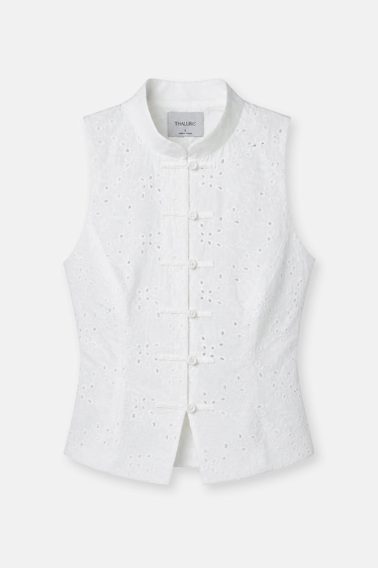 Kadın Beyaz Fisto İşlemeli Slim Fit Yelek-Thalure