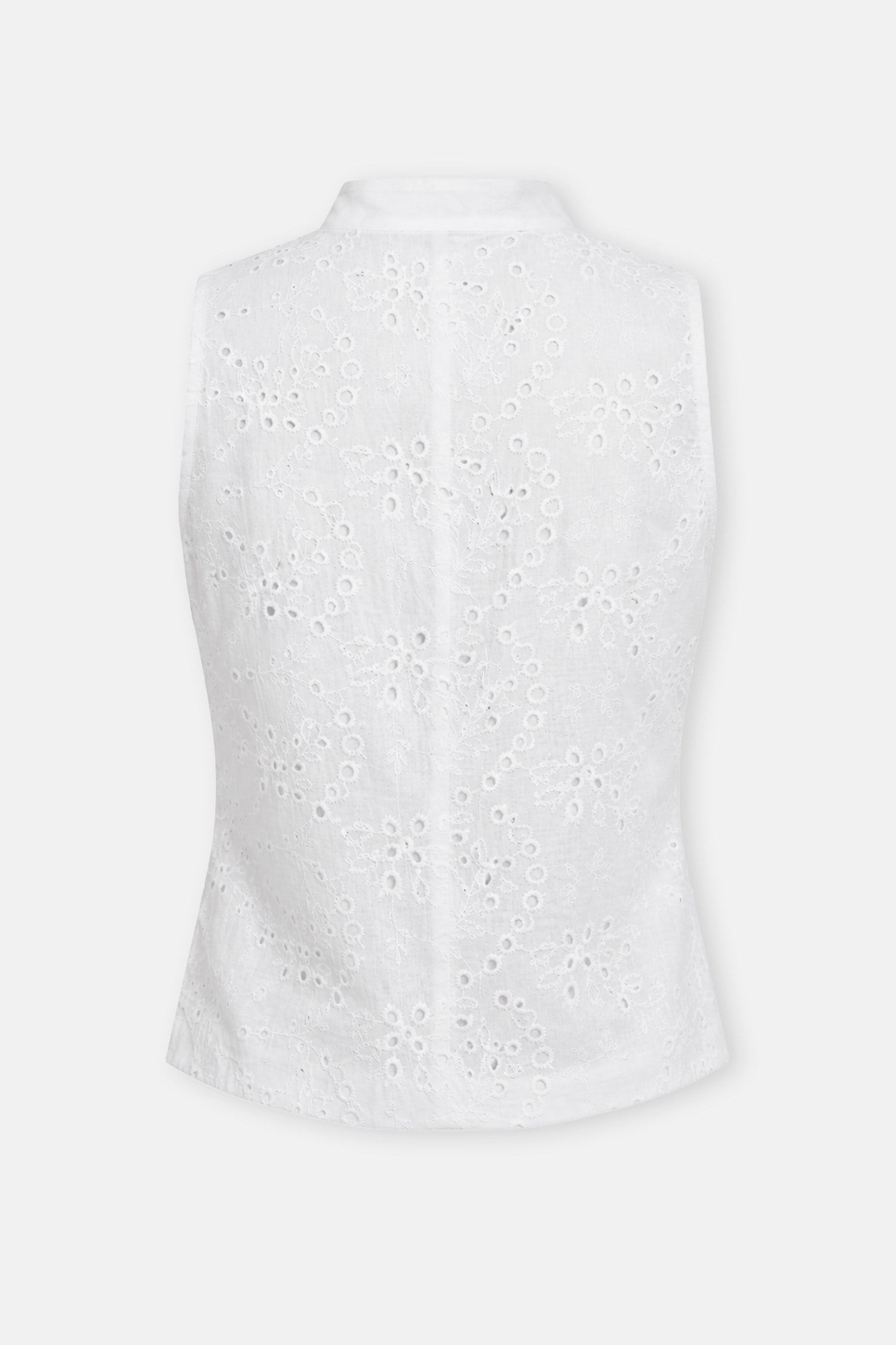 Kadın Beyaz Fisto İşlemeli Slim Fit Yelek-Thalure