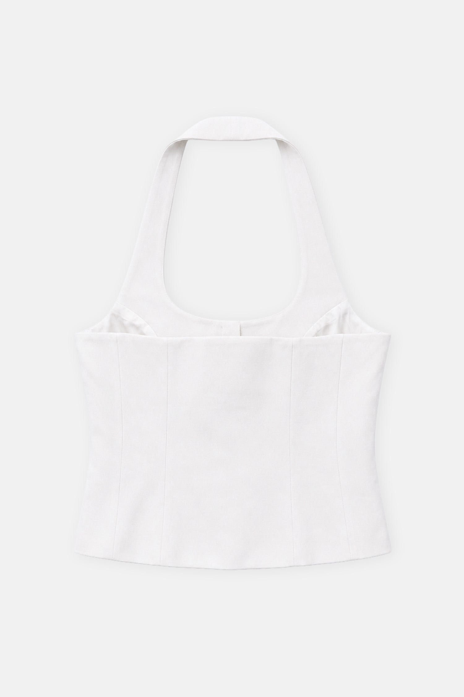 Kadın Beyaz Halter Yaka Crop Yelek-Thalure
