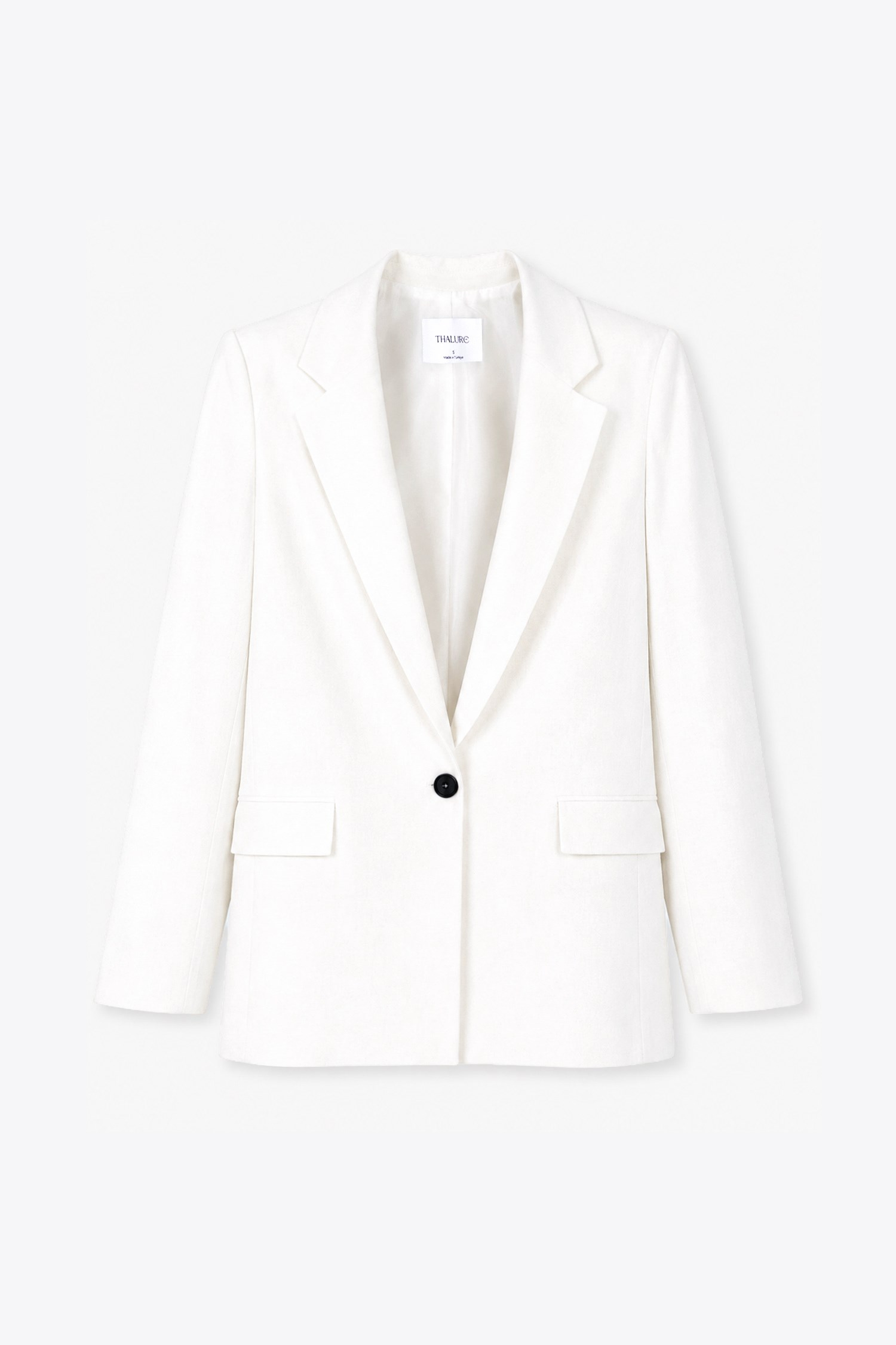 Kadın Beyaz Keten Blazer-Thalure