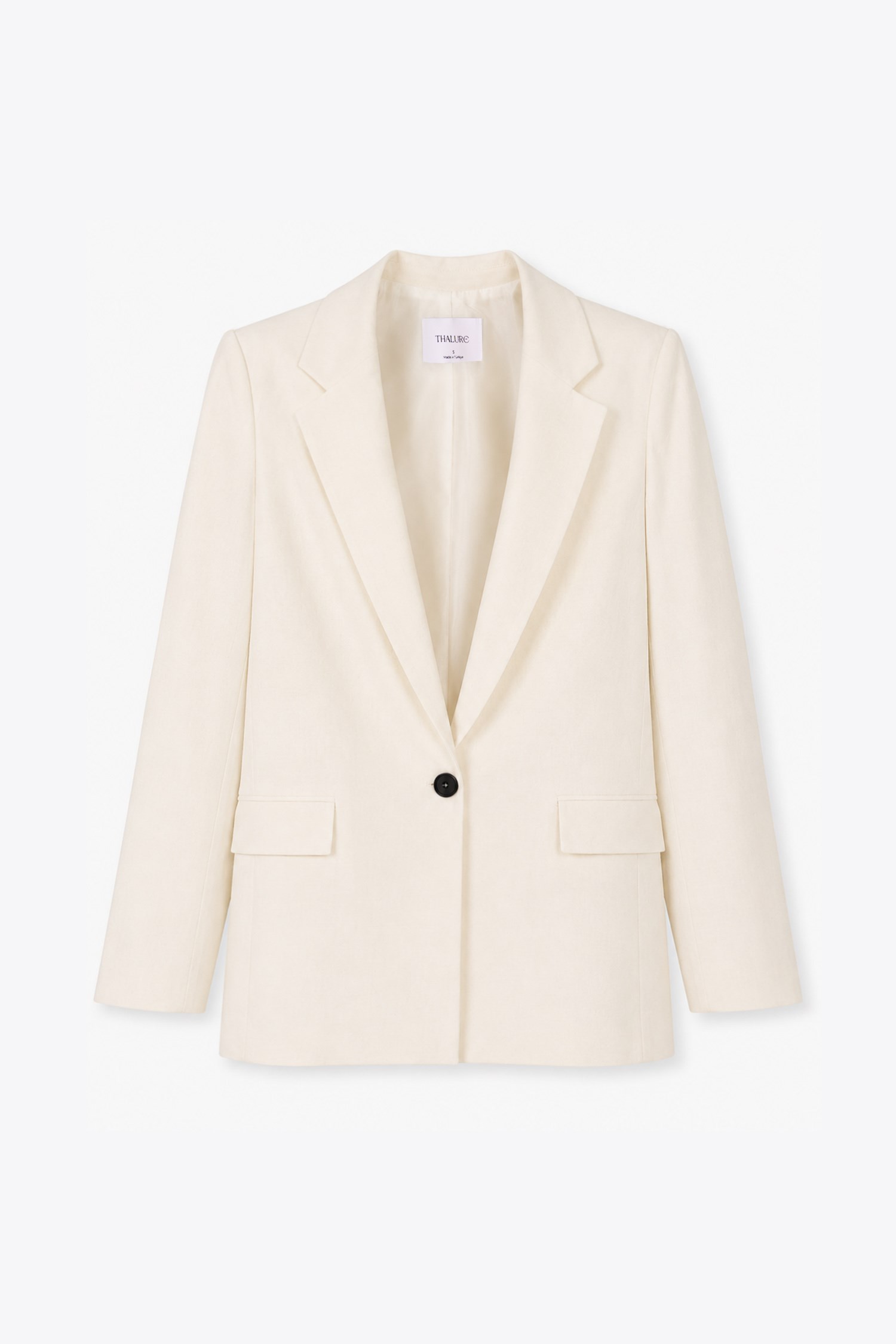Kadın Beyaz Keten Blazer-Thalure