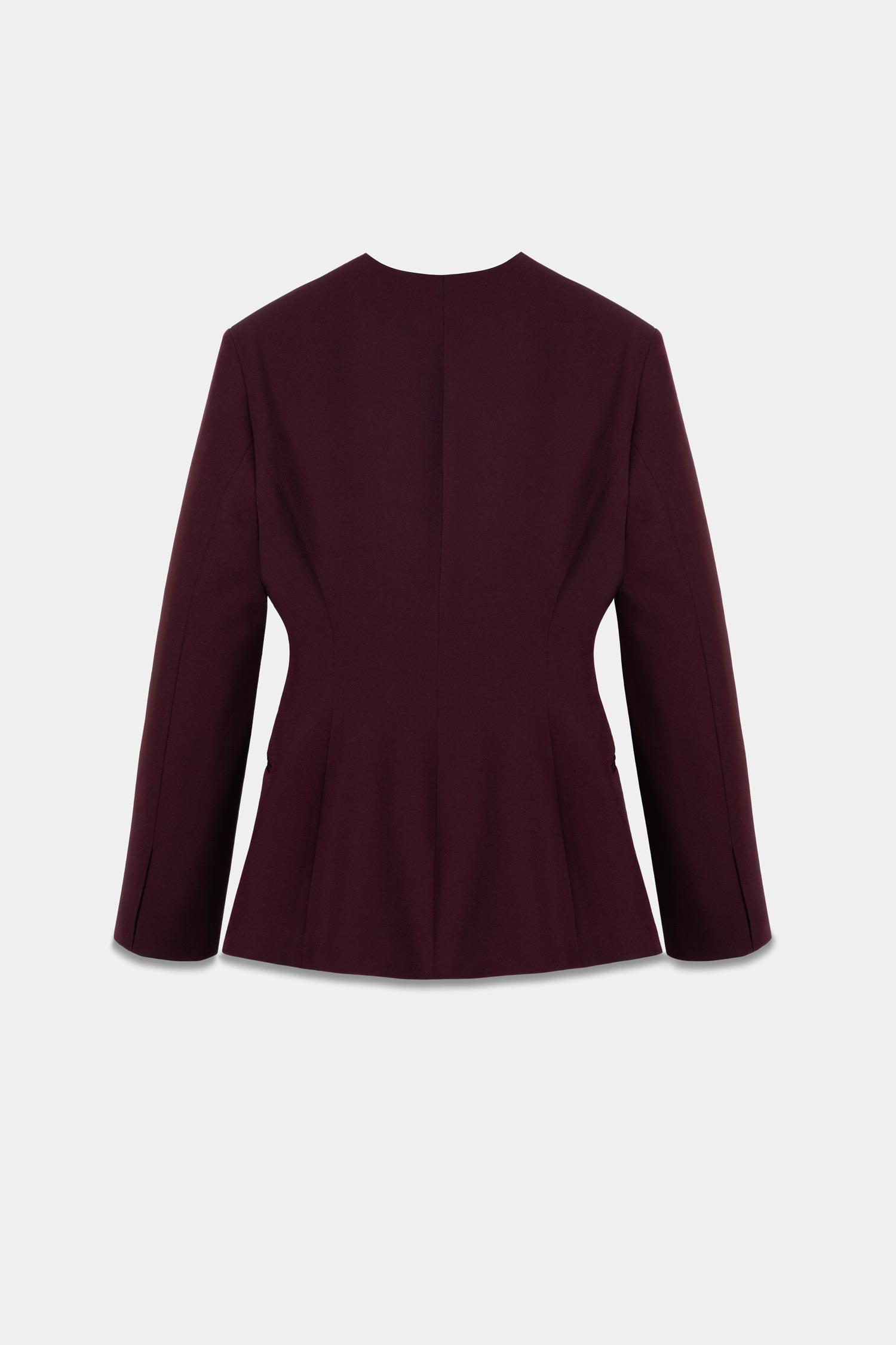 Kadın Bordo Yakasız Blazer-Thalure