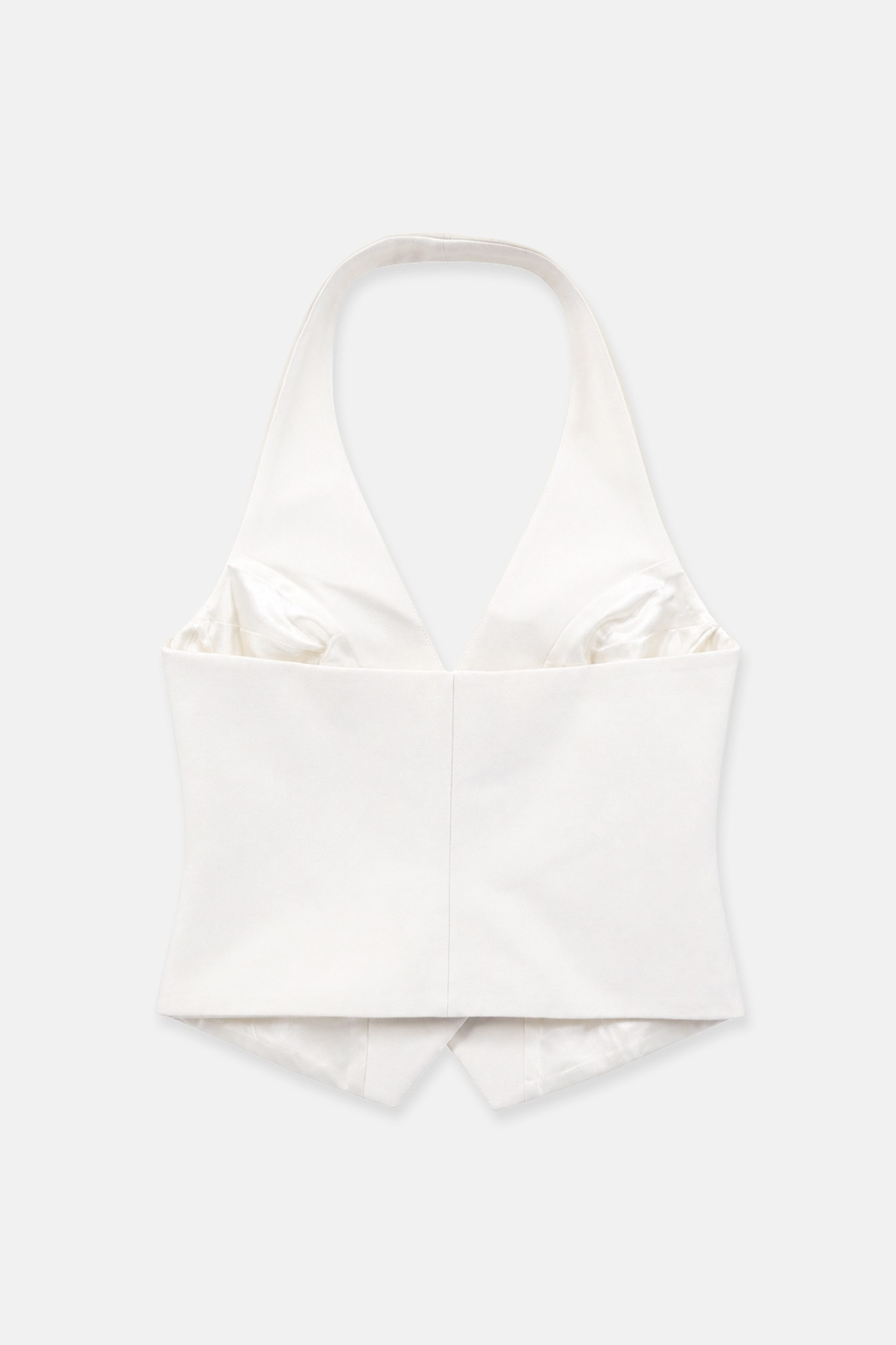 Kadın Ekru Halter Yaka Kruvaze Fit Yelek-Thalure
