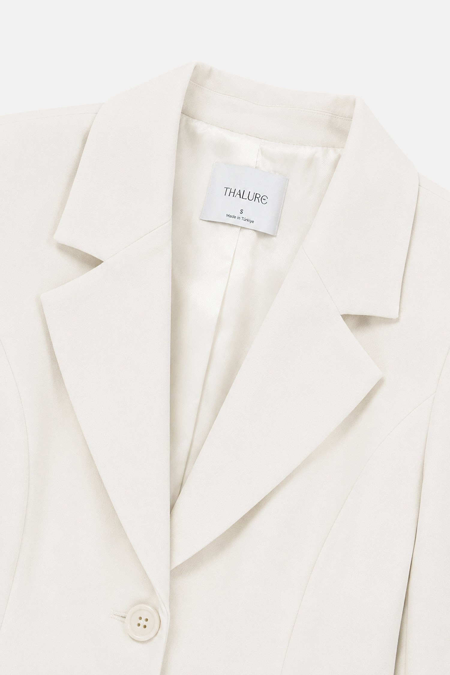 Kadın Ekru Vücuda Oturan Kısa Klasik Blazer-Thalure