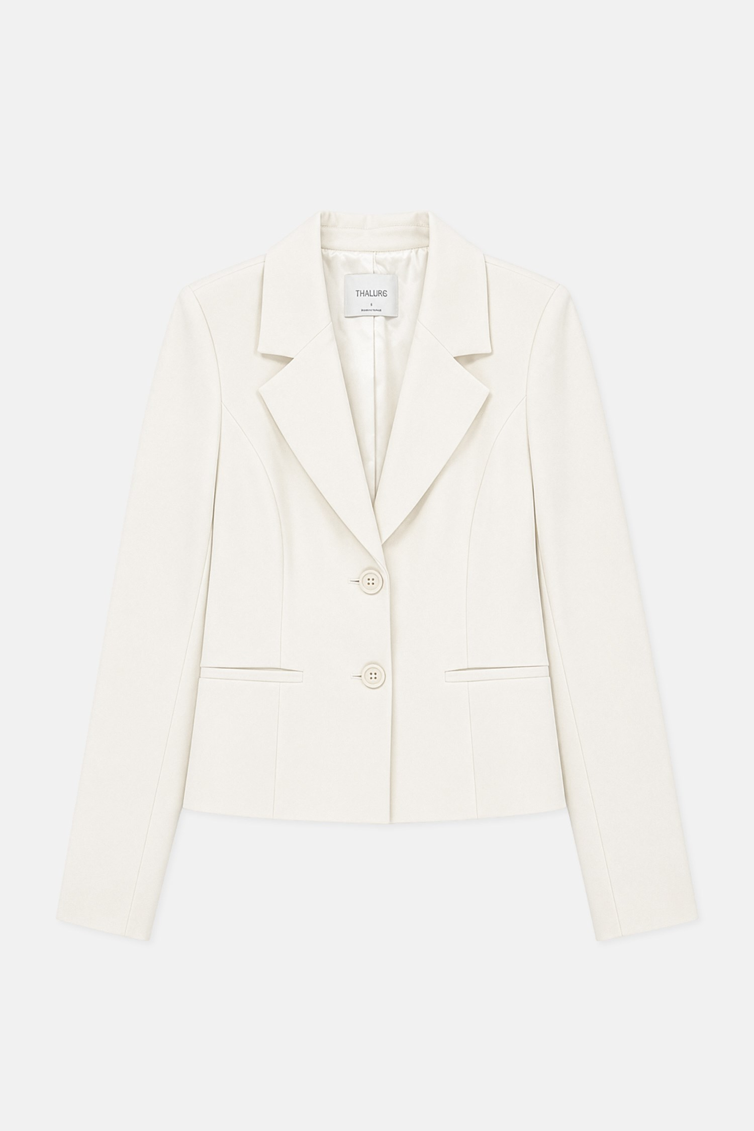 Kadın Ekru Vücuda Oturan Kısa Klasik Blazer-Thalure