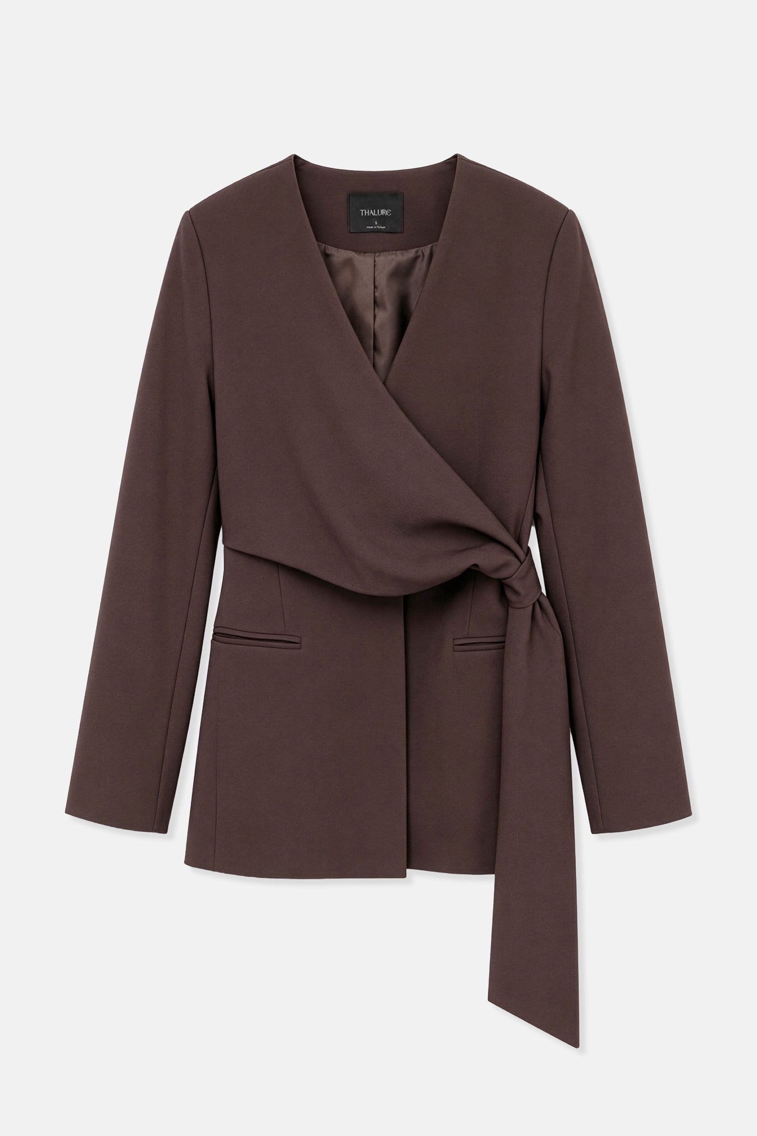 Kadın Kahverengi Beli Büzgülü Blazer-Thalure