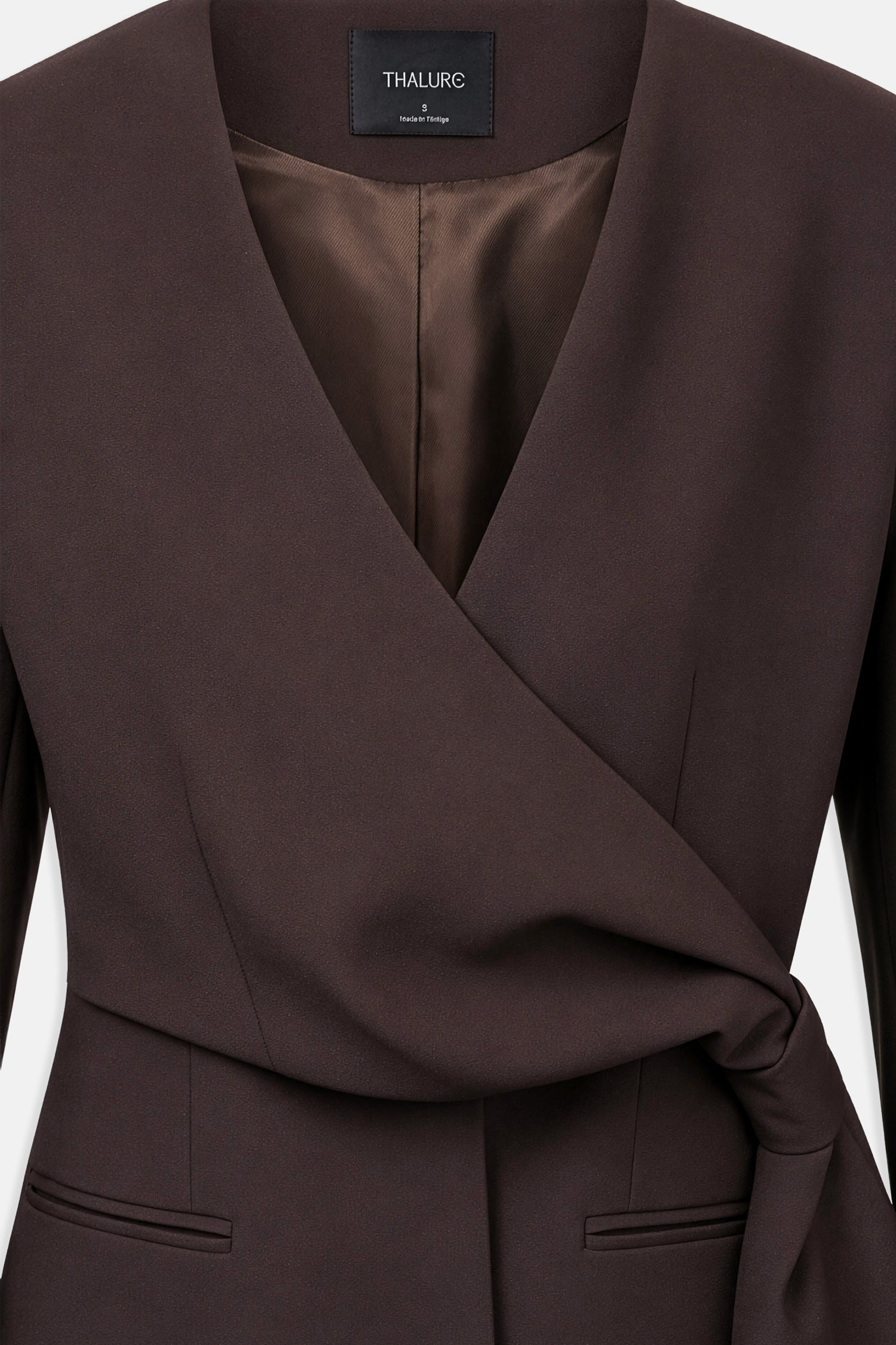 Kadın Kahverengi Beli Büzgülü Blazer-Thalure
