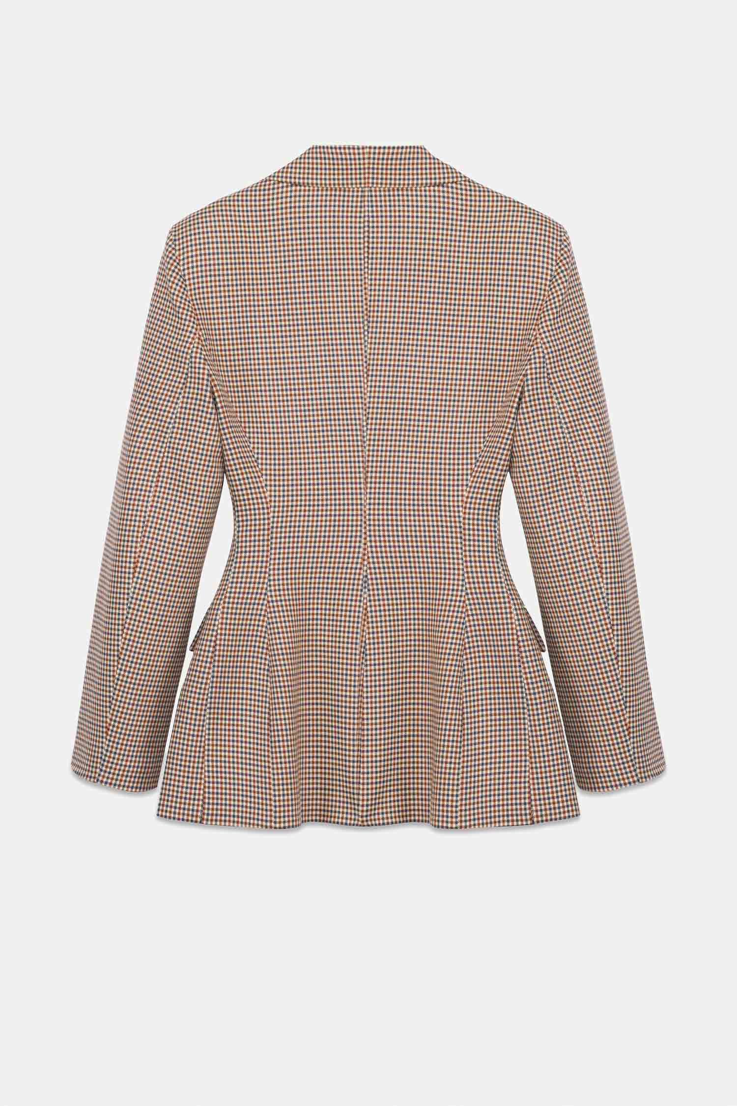 Kadın Krem Bele Oturan Pötikare Blazer-Thalure