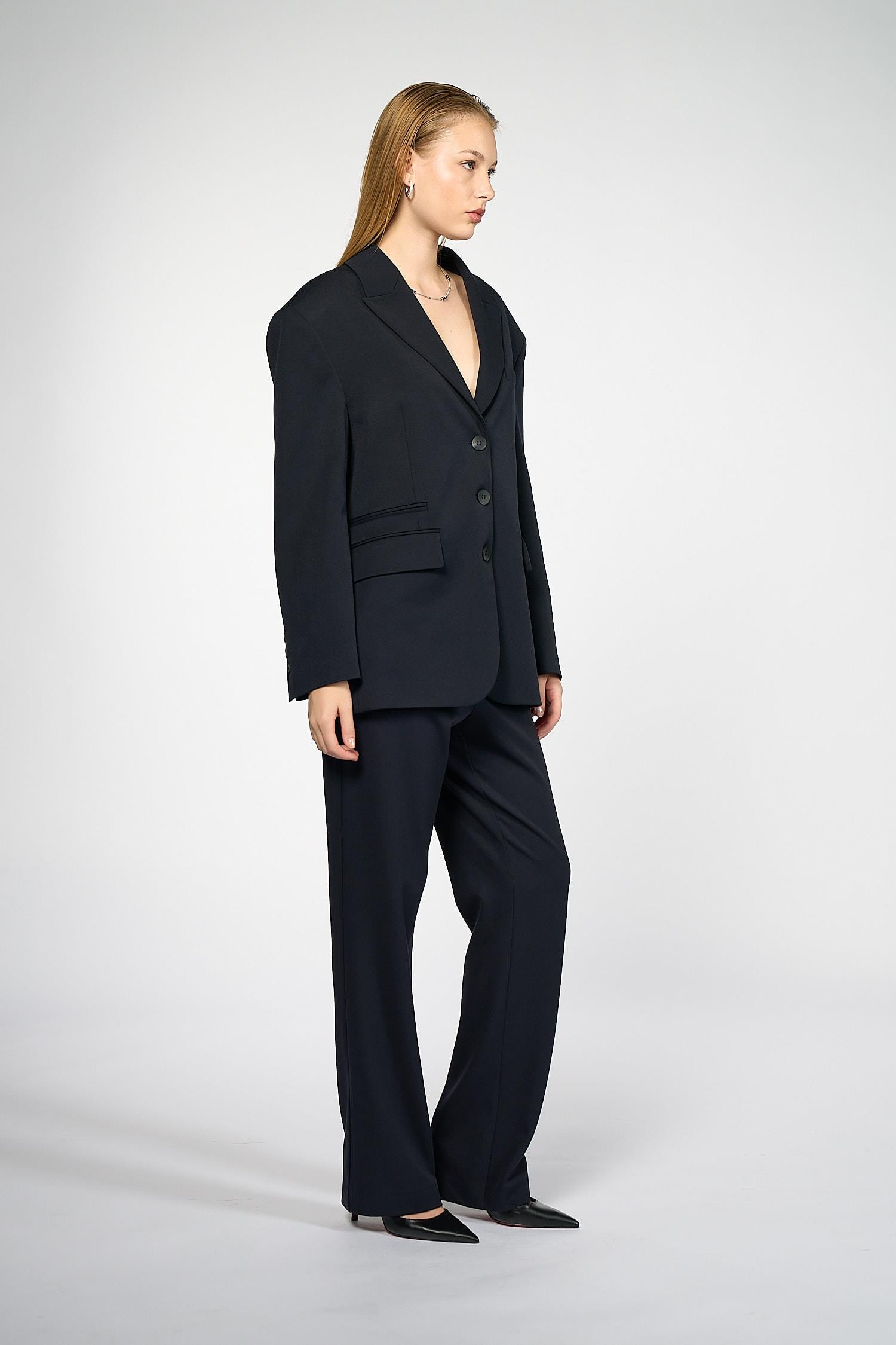 Kadın Lacivert Oversize Blazer-Thalure