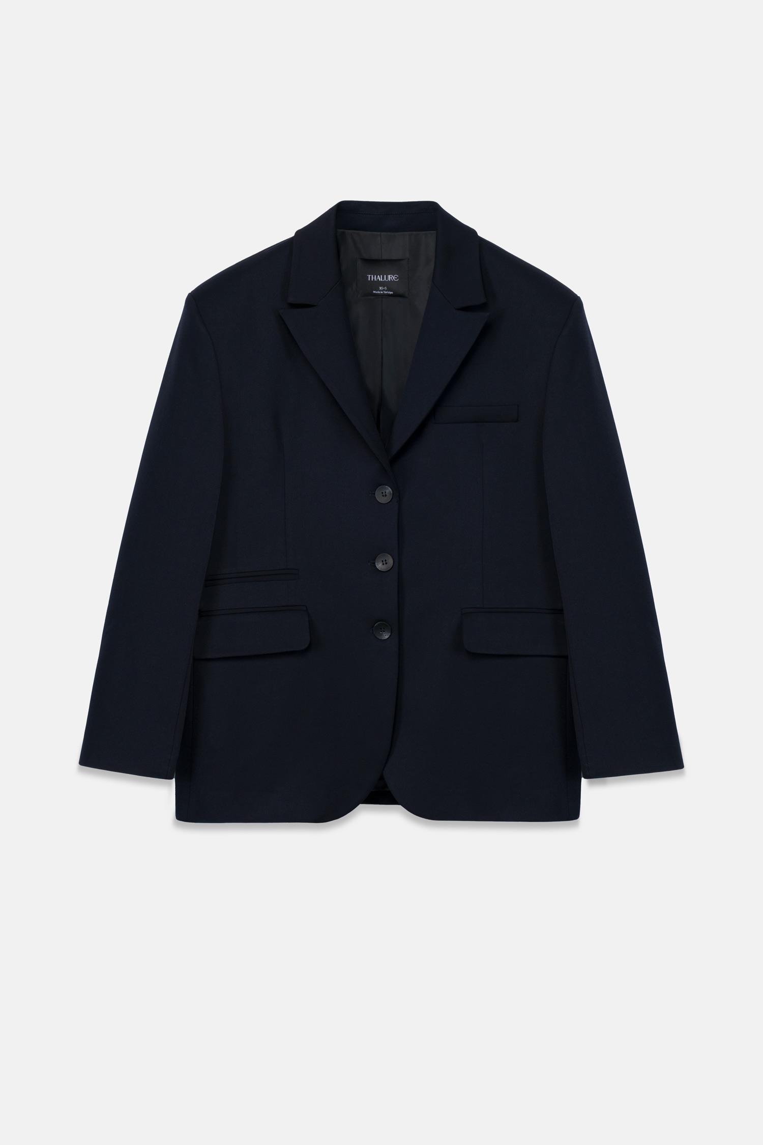Kadın Lacivert Oversize Blazer-Thalure