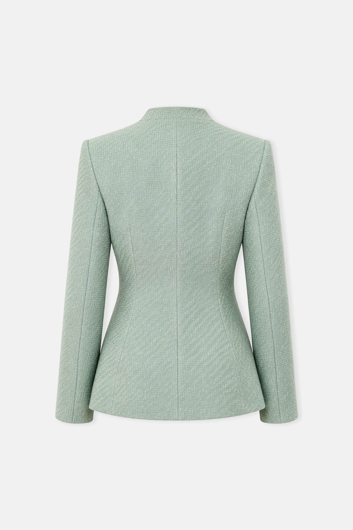 Kadın Mint Yeşili Yakasız Tüvit Blazer-Thalure
