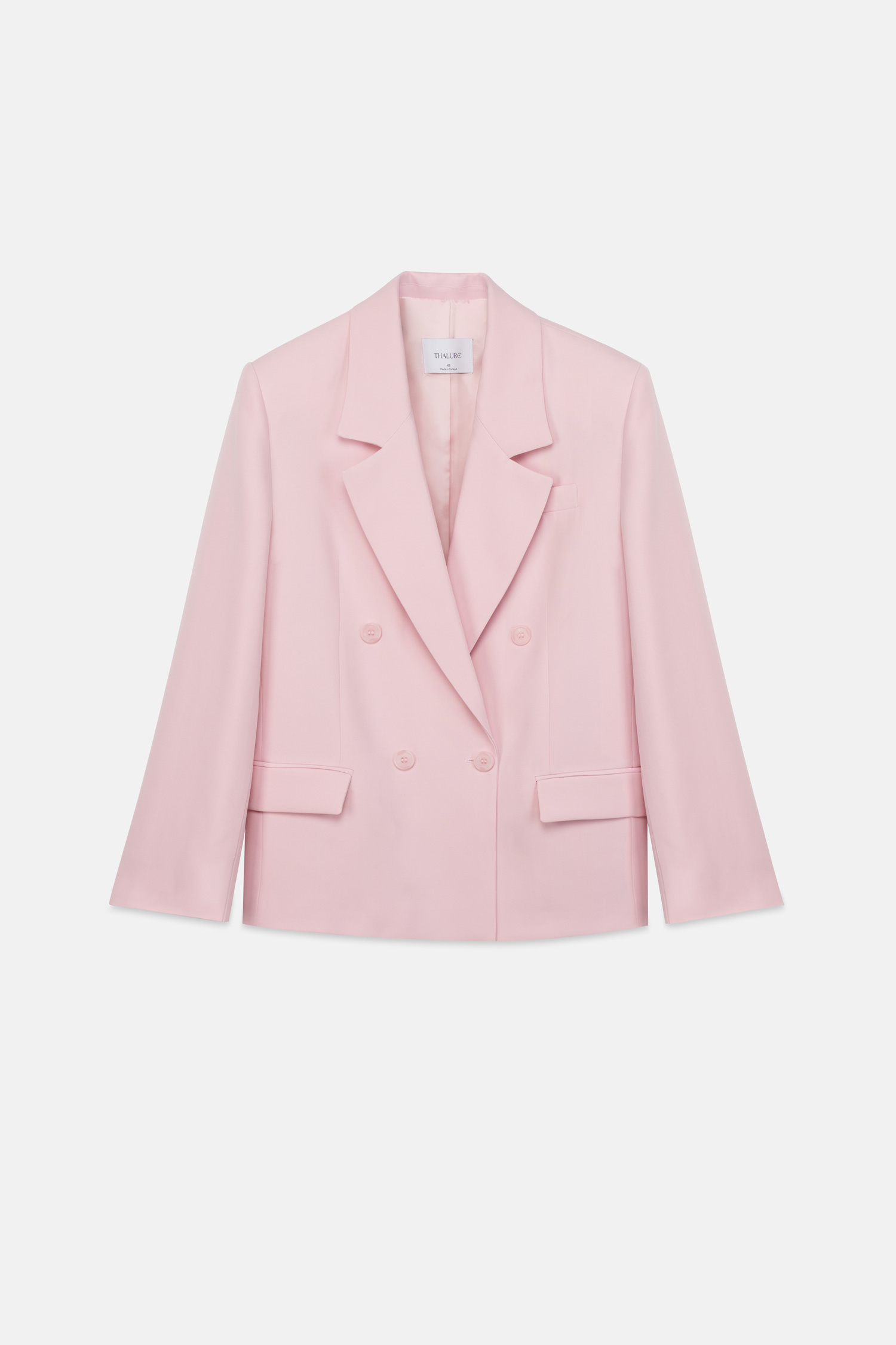 Kadın Pembe Oversize Kruvaze Blazer-Thalure