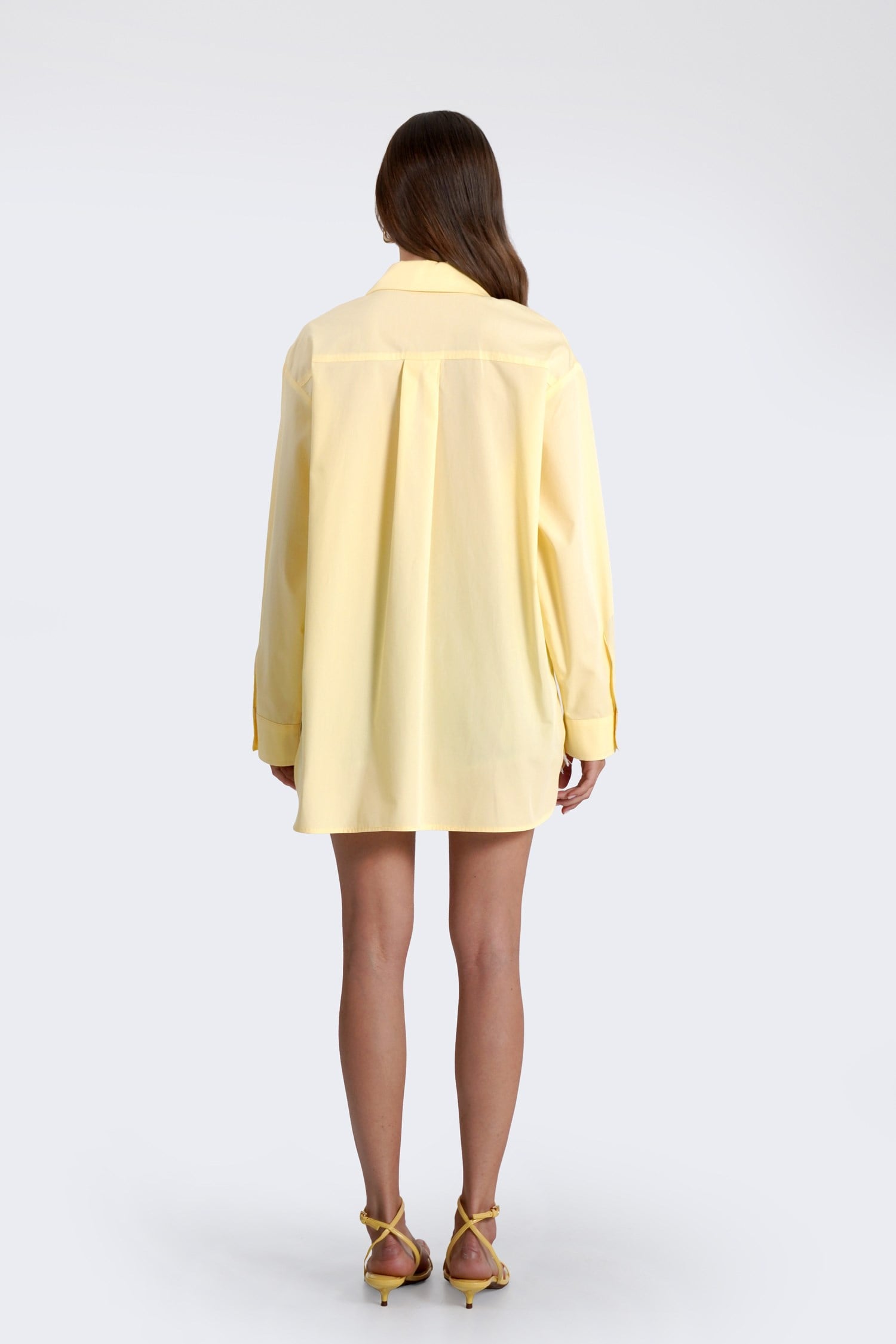Kadın Sarı Pat Detaylı Oversize Gömlek-Thalure