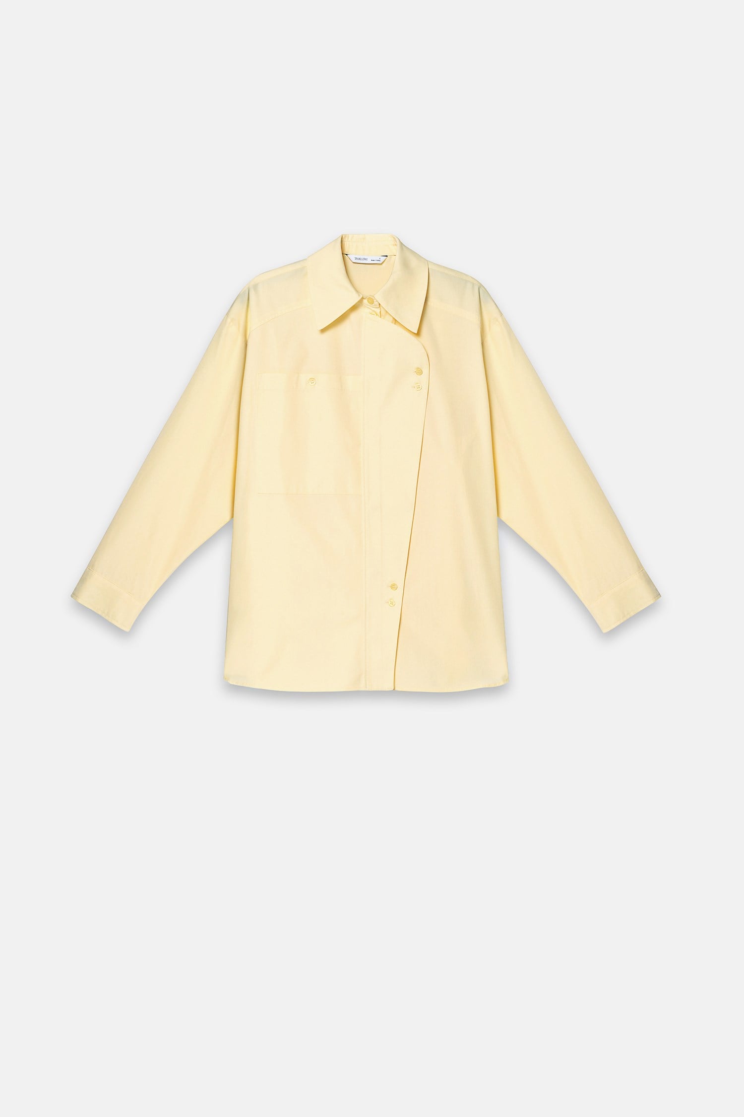 Kadın Sarı Pat Detaylı Oversize Gömlek-Thalure